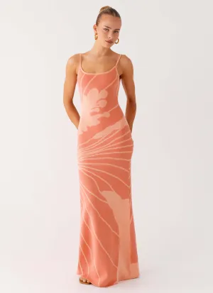 Bliss View Knit Maxi Dress - Peach Style Moment