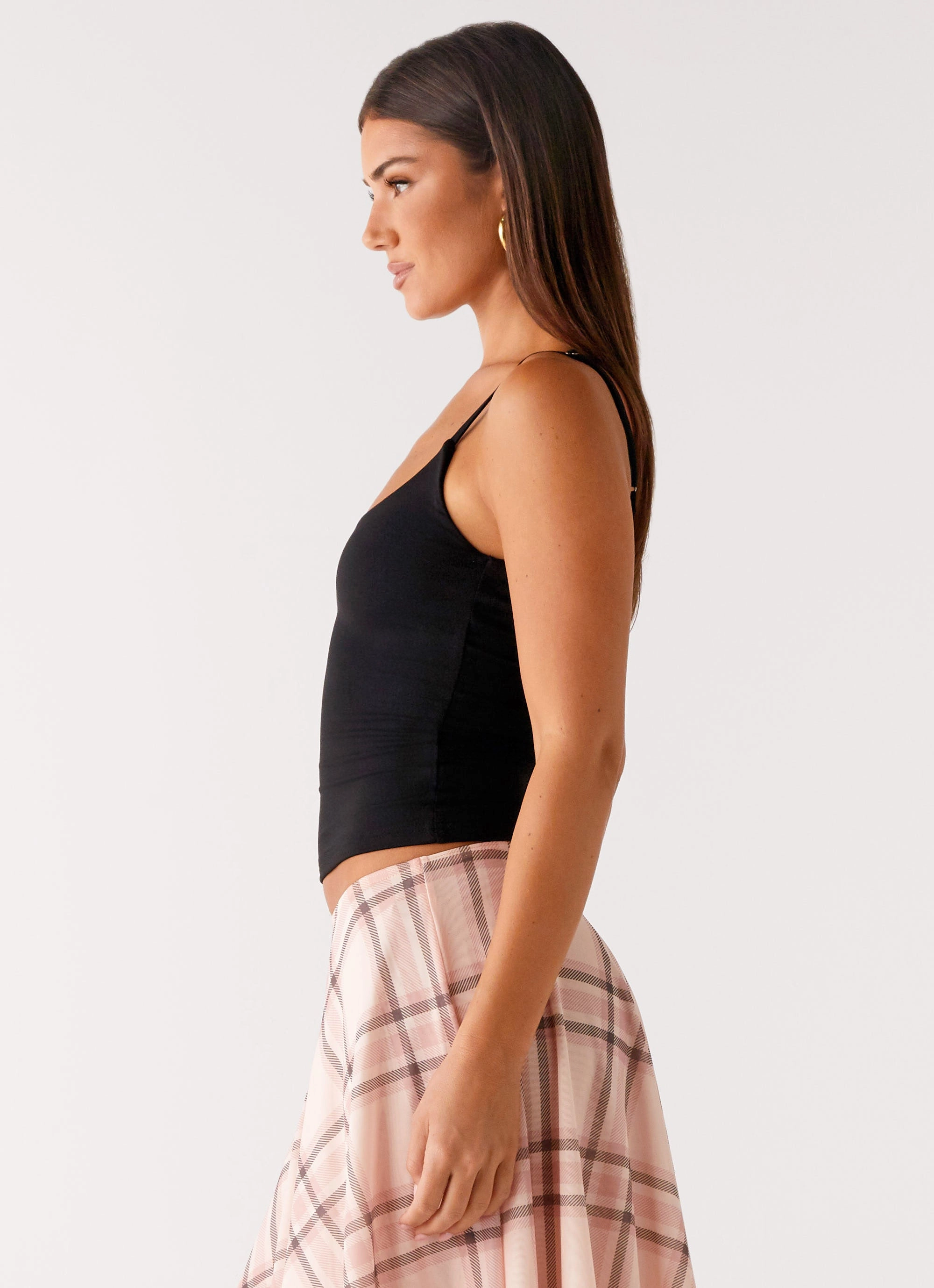 Blondie Tank Top - Black Reinforced Neckline SoftTouchBrushedInterior