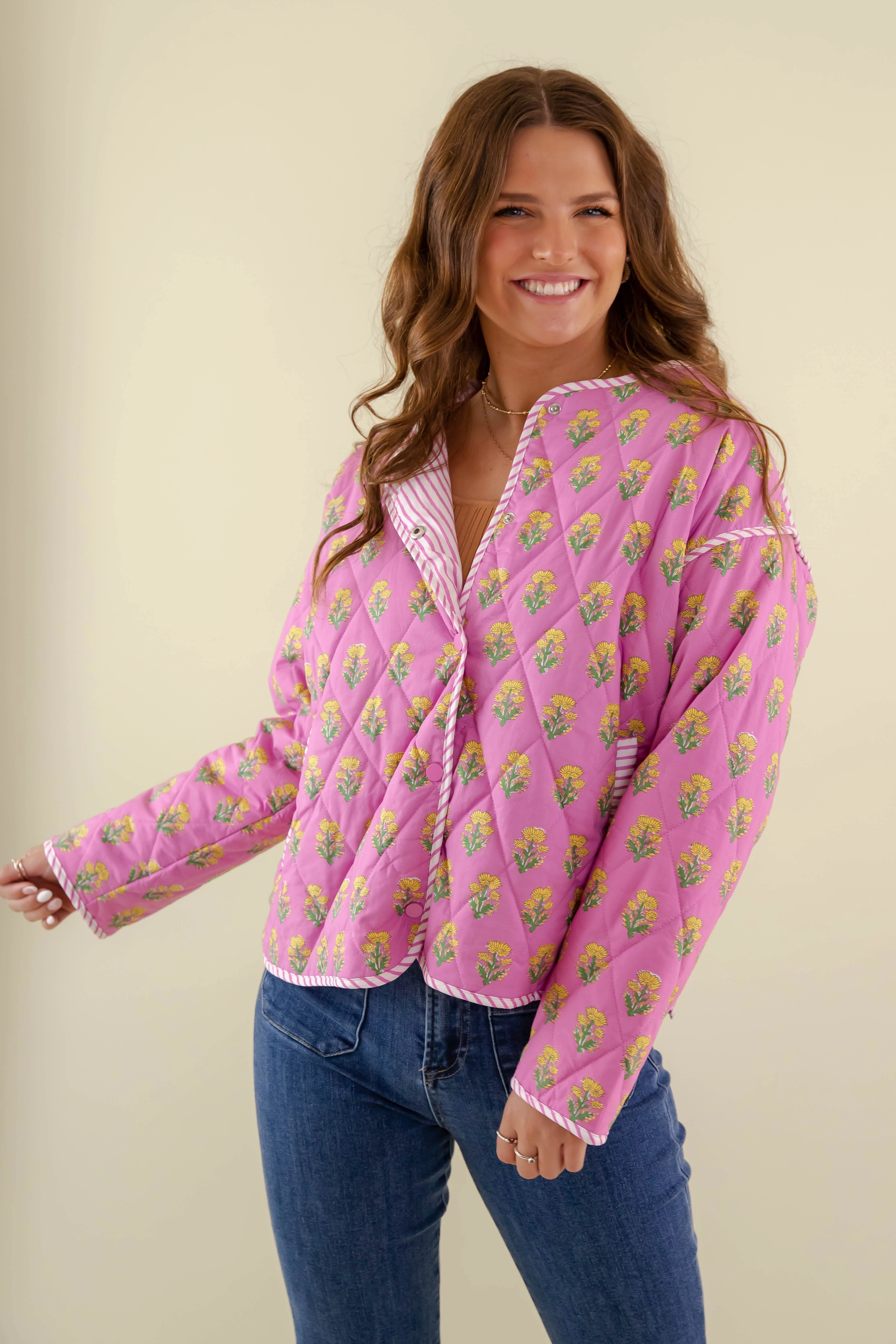 Blooming Where Planted Quilted Jacket Multi Directional Mobility
