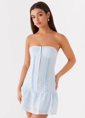 Calm Flow Vacation Outfit Bloomsbury Bustier Mini Dress - Blue