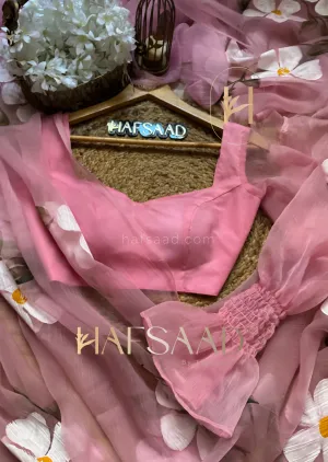 Blossom- Glass chiffon saree (Pink)