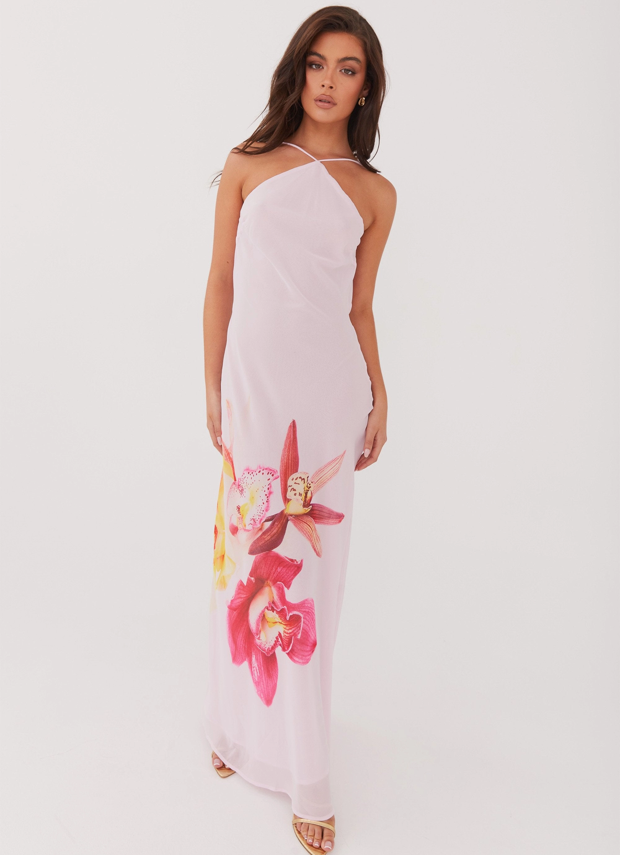 Calm Shine Blossom Hearts Maxi Dress - Pink Peony