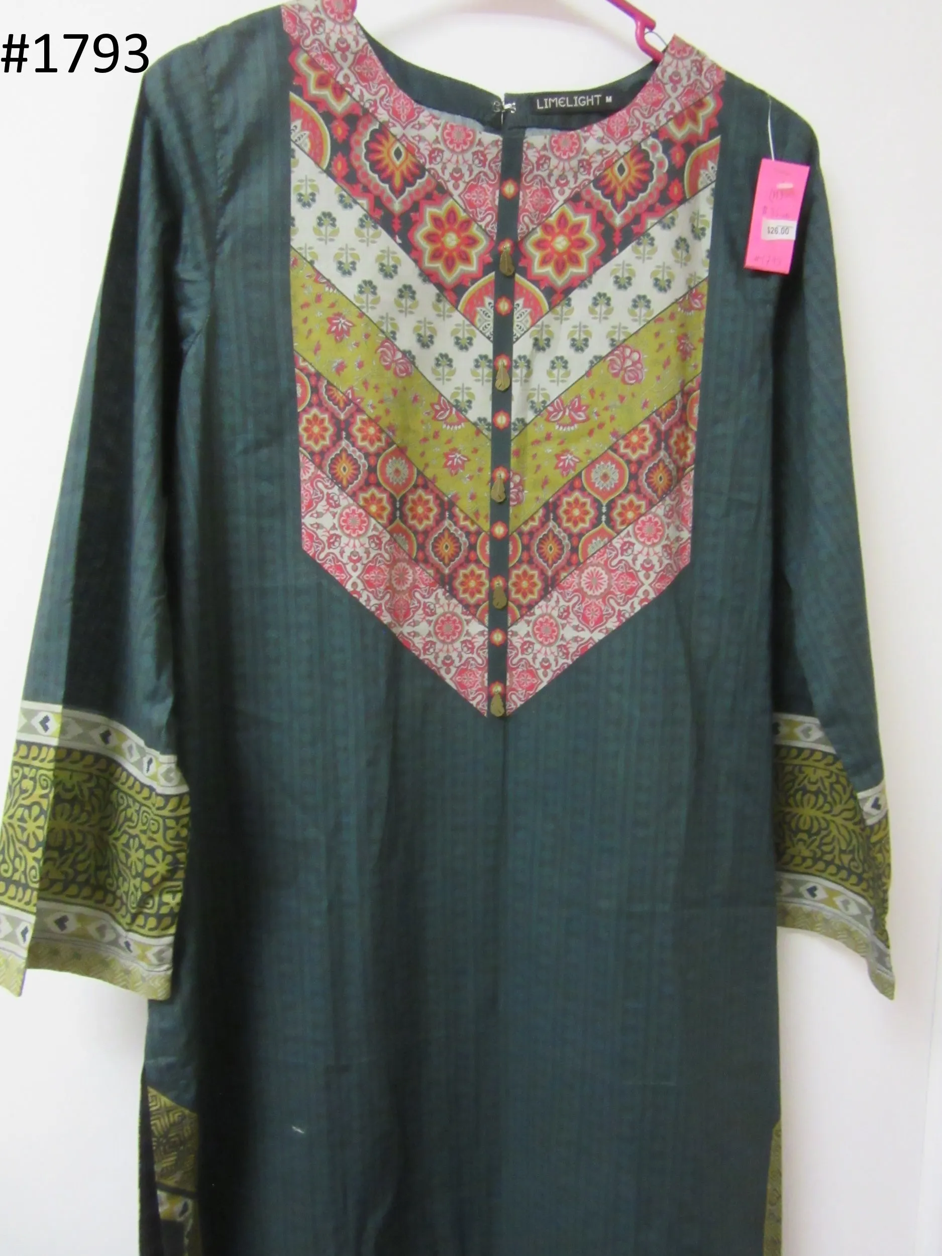 Blouse 6231793 Teal Color Cotton Multi-Color Block Print Medium Size Kurti