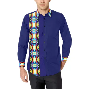 Blue Blanket Vertical Strip Men's Casual Dress Shirt