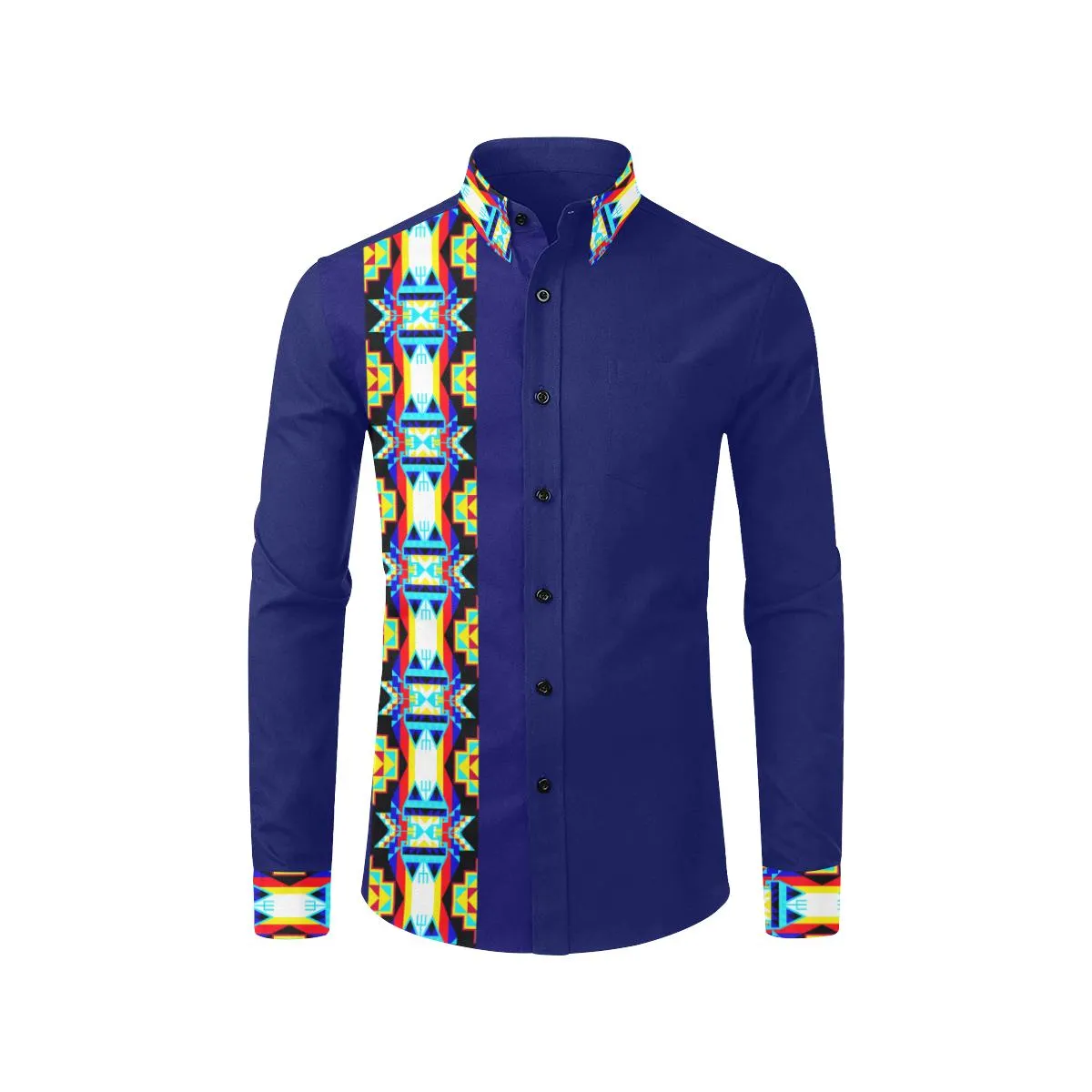 Blue Blanket Vertical Strip Men's Casual Dress Shirt