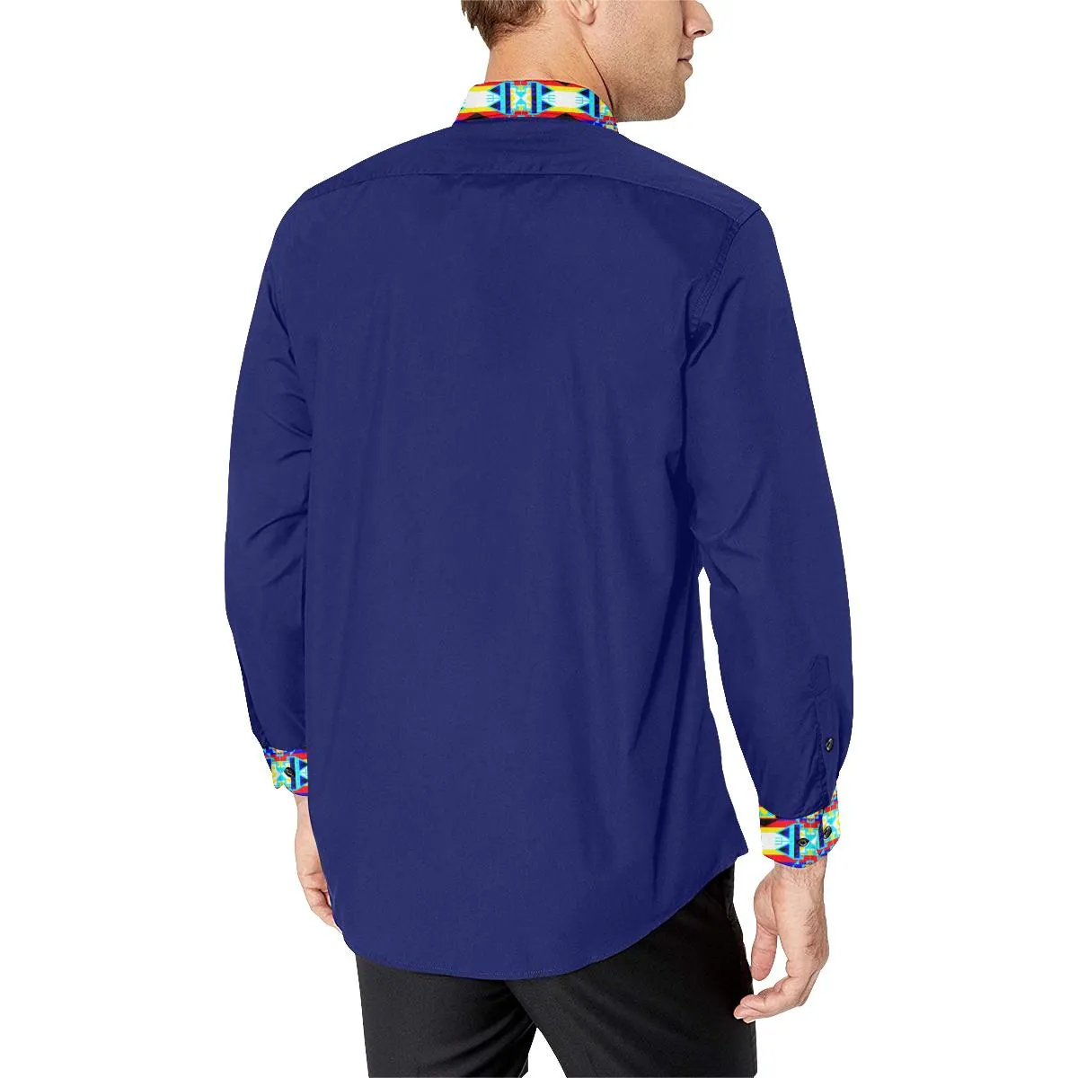 Blue Blanket Vertical Strip Men's Casual Dress Shirt