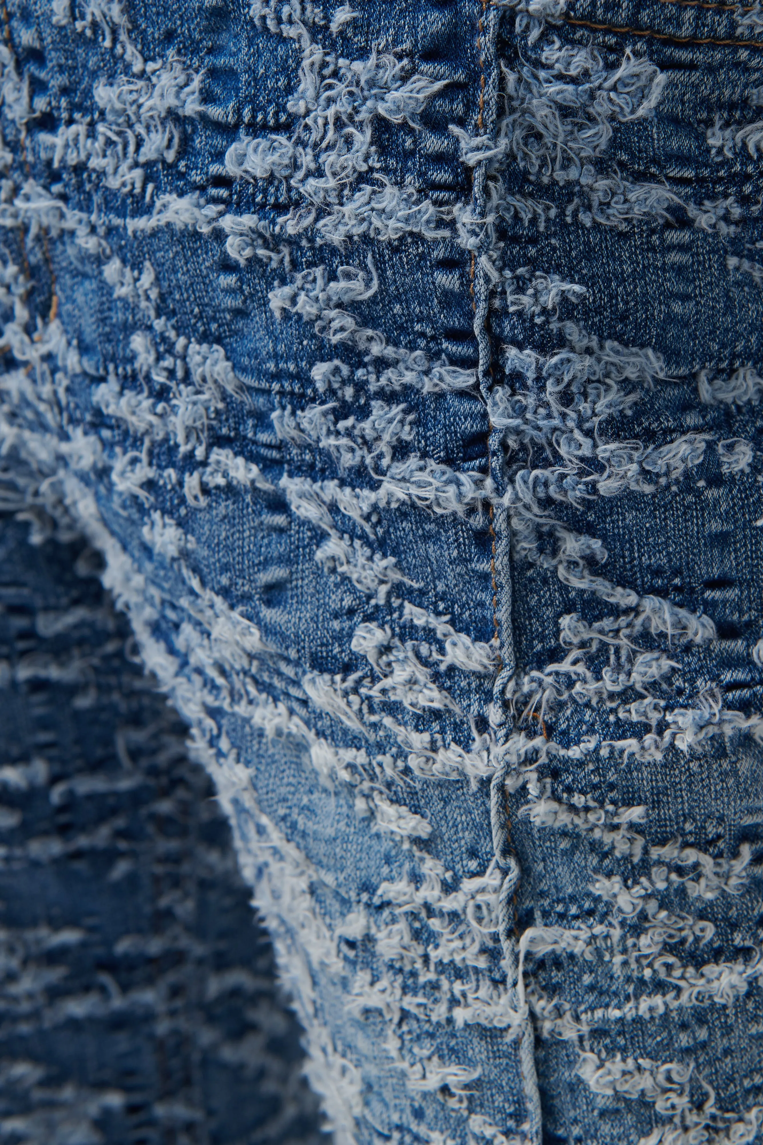 Blue Damaged Flared Jeans