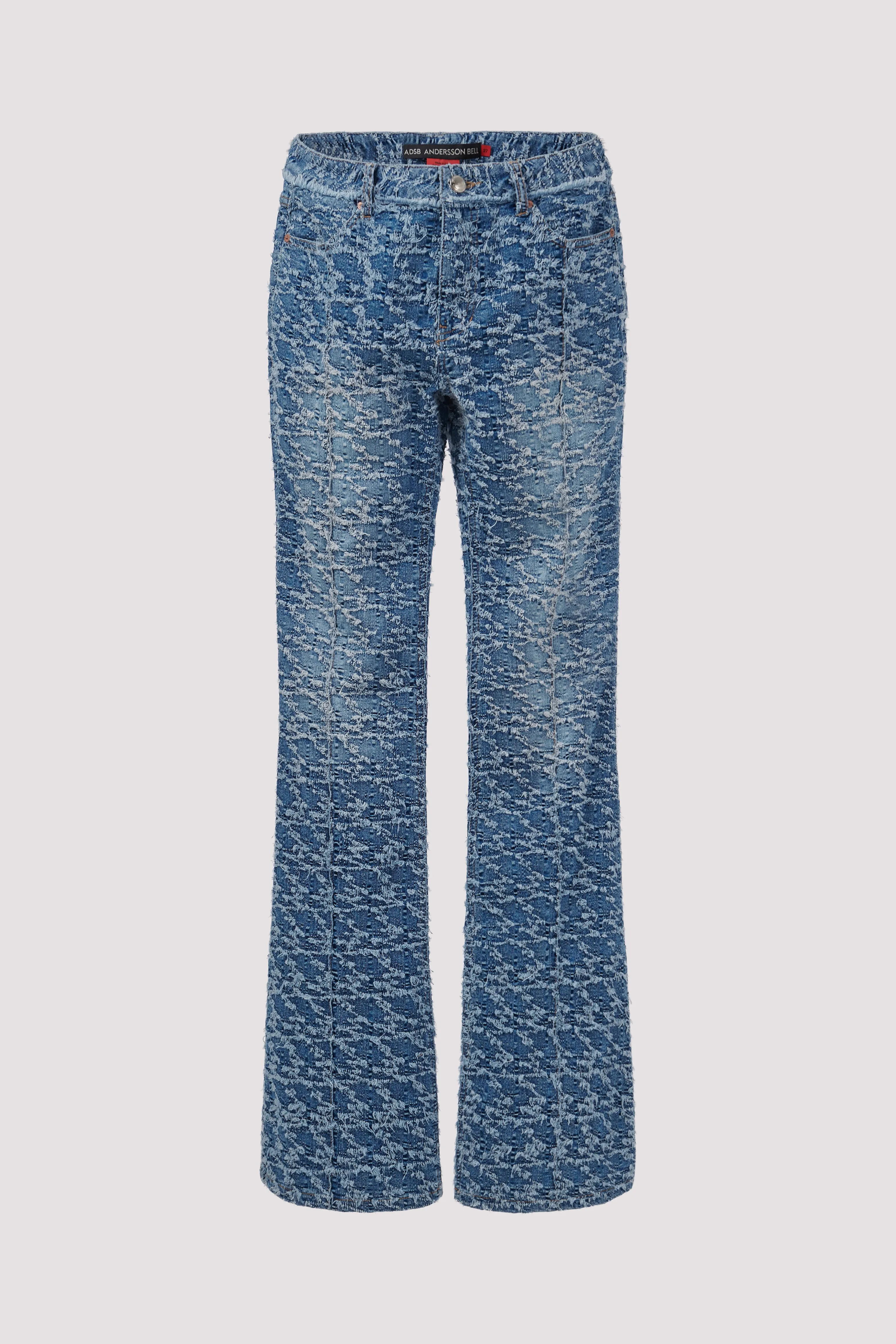 Blue Damaged Flared Jeans