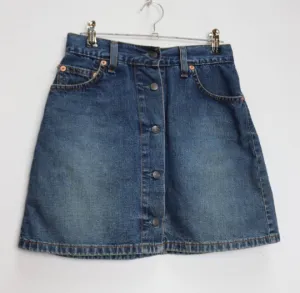 Blue Denim Button-Down Mini-Skirt - XS