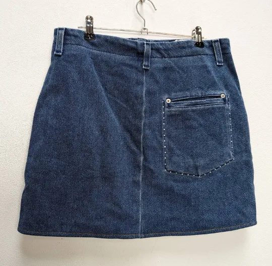 Blue Denim Mini-Skirt with Gem Detailing - M