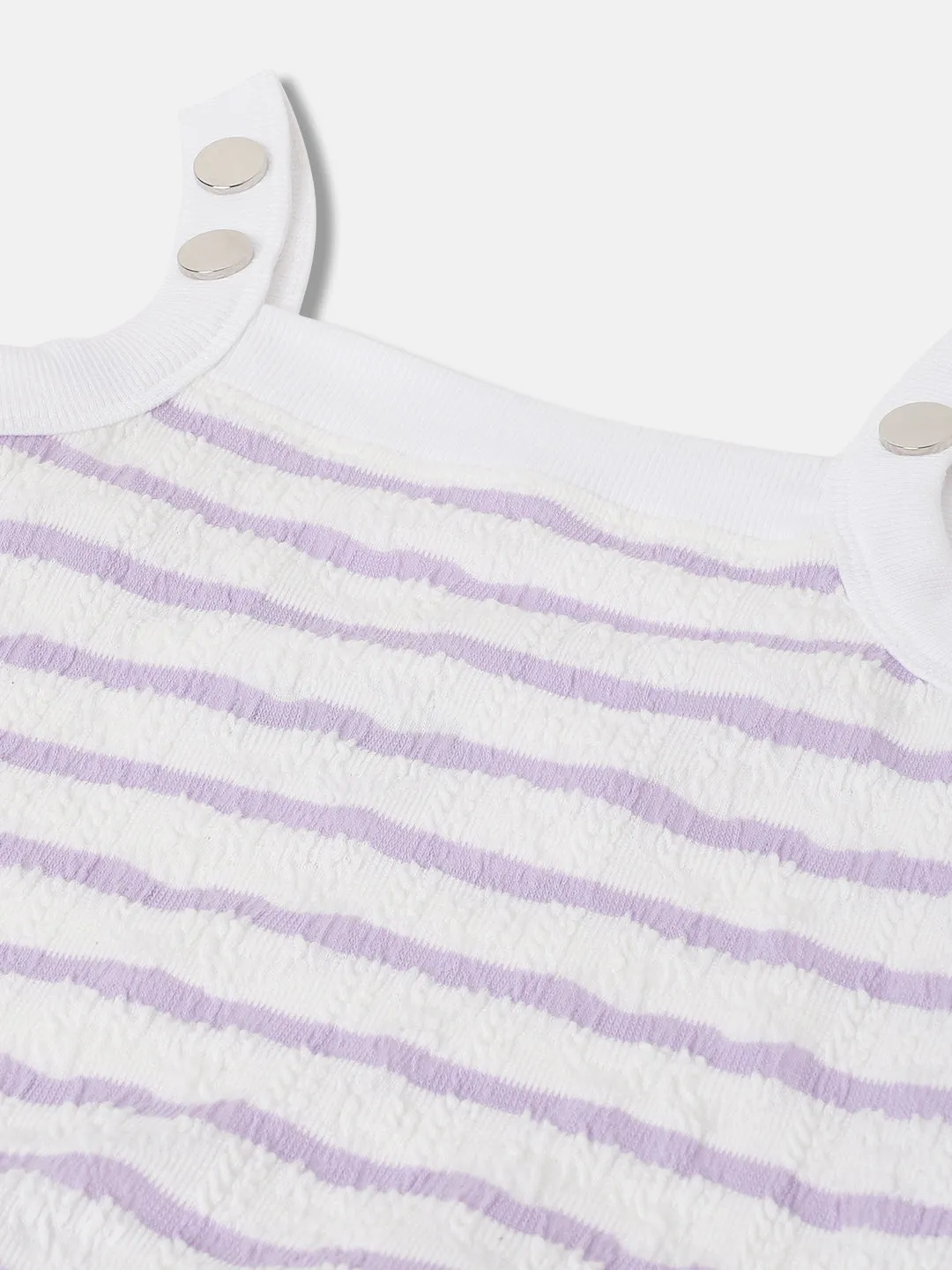 Blue Giraffe Girls White Printed Square neck Sleeveless T-Shirt