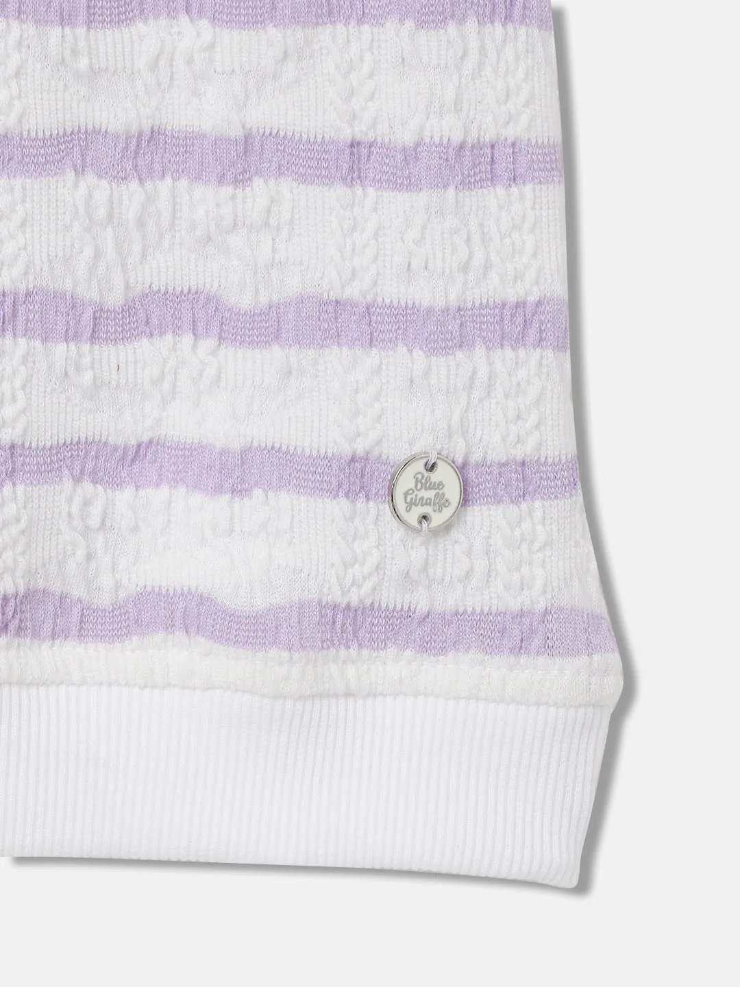 Blue Giraffe Girls White Printed Square neck Sleeveless T-Shirt