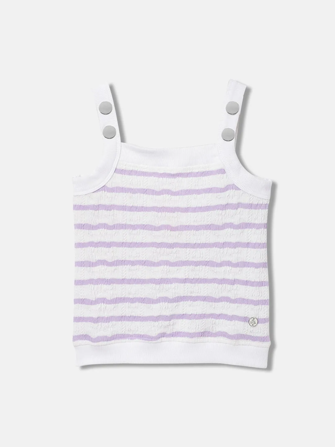 Blue Giraffe Girls White Printed Square neck Sleeveless T-Shirt
