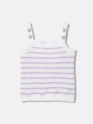 Blue Giraffe Girls White Printed Square neck Sleeveless T-Shirt
