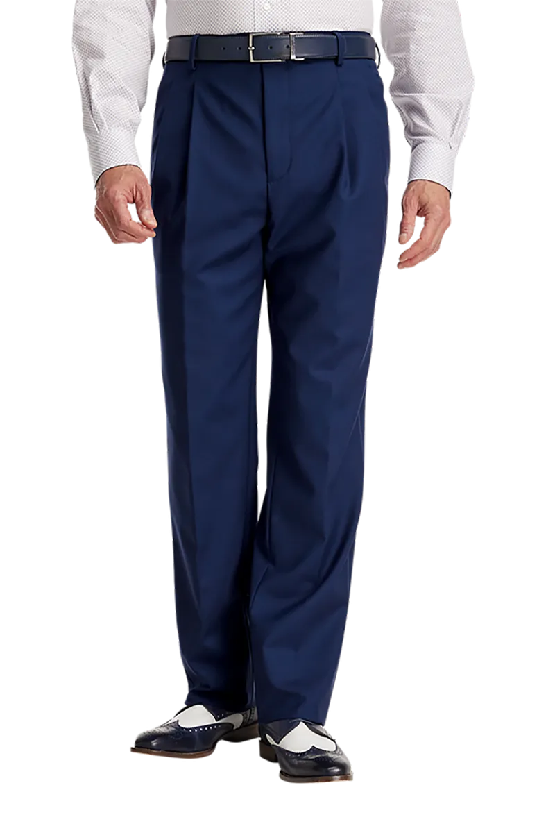 Blue Wool Stretch Single Breasted Peak Lapel Suit