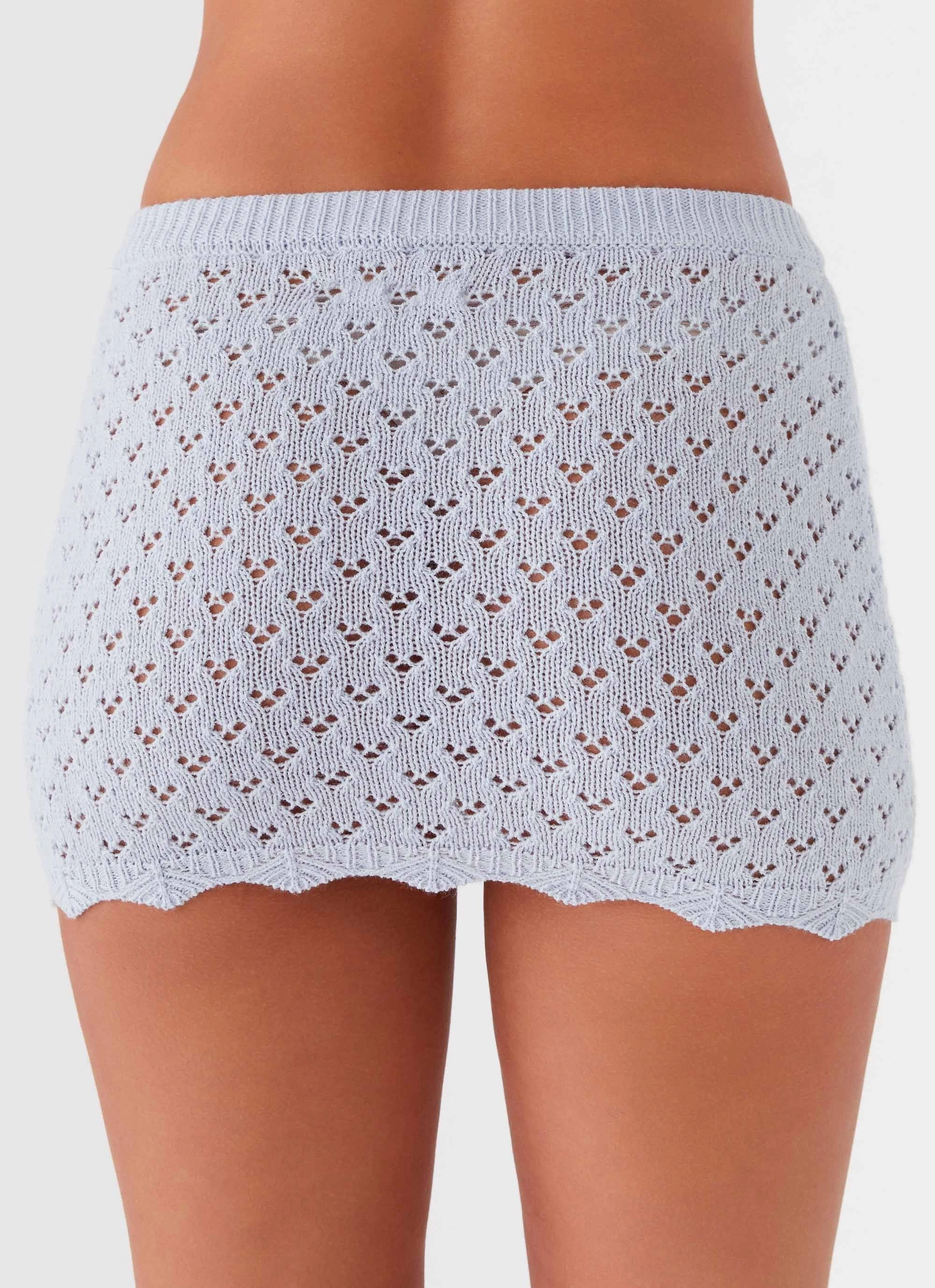Blue Bird Knit Mini Skirt - Blue Dusk Easy Match Seamless construction