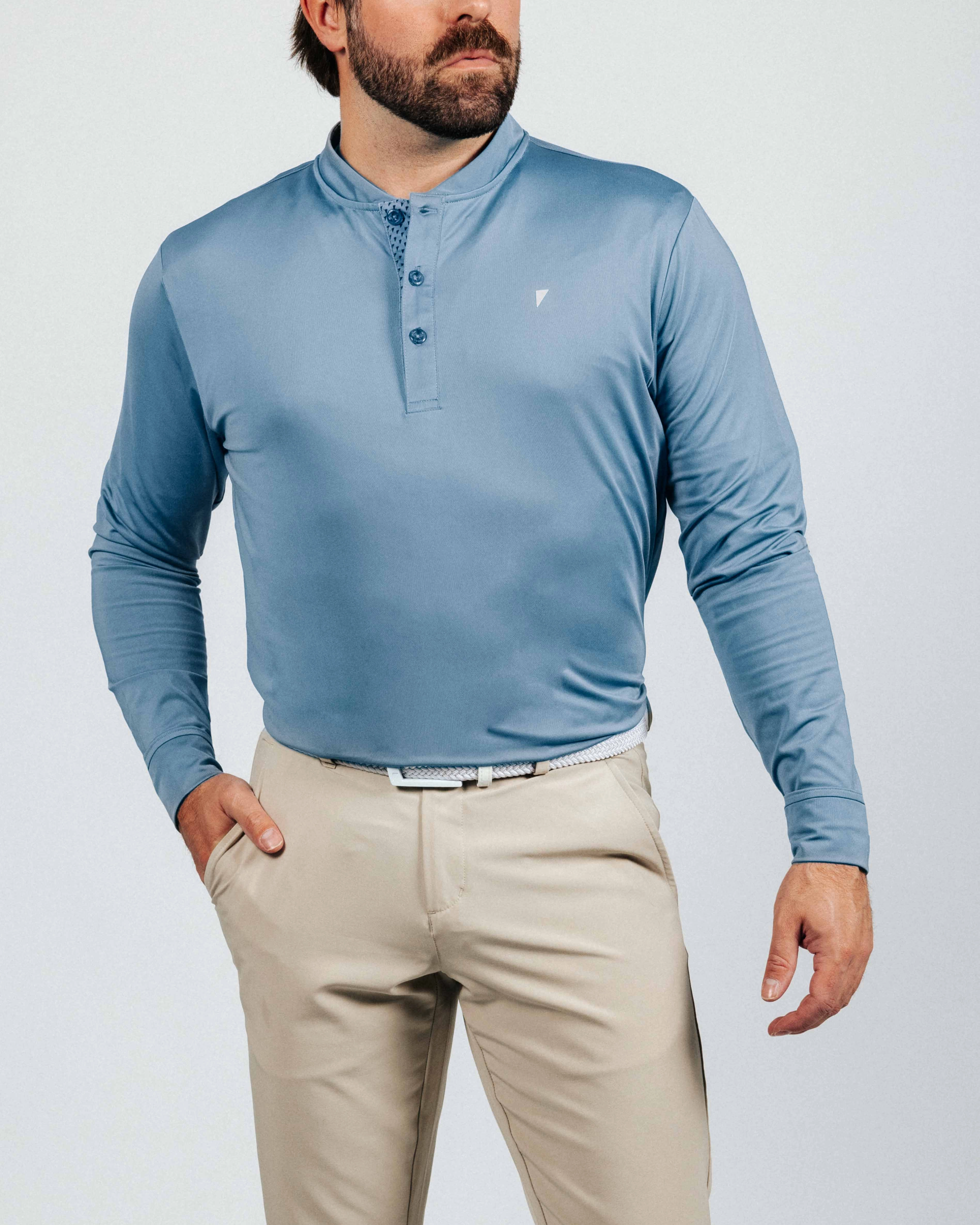 Blue Shadow Long Sleeve Blade Polo Reflective accents