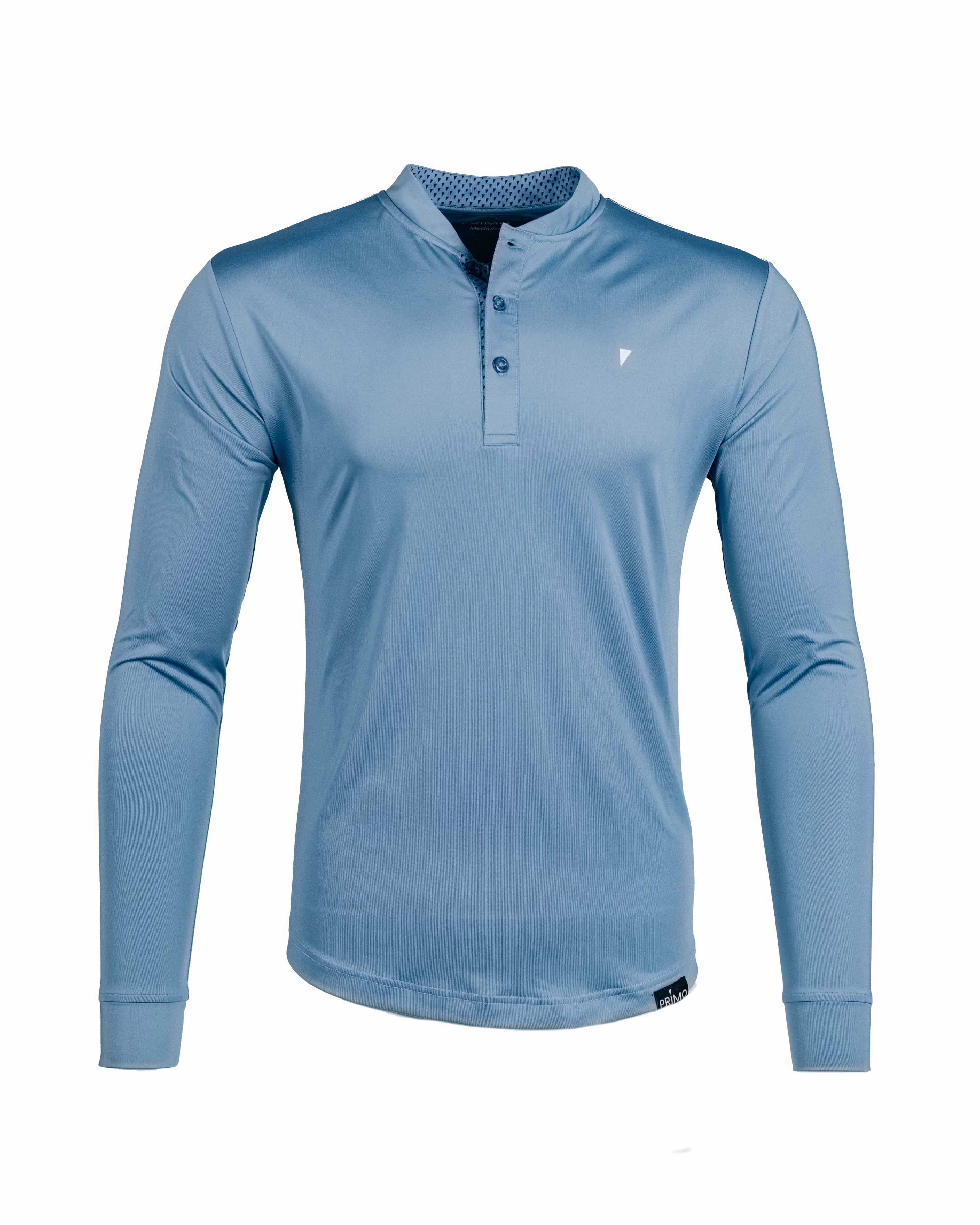 Blue Shadow Long Sleeve Blade Polo AntiStaticLining Circular Knit Technique