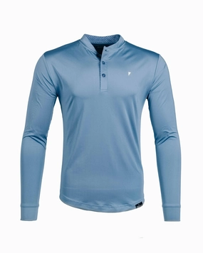Blue Shadow Long Sleeve Blade Polo AntiStaticLining Circular Knit Technique
