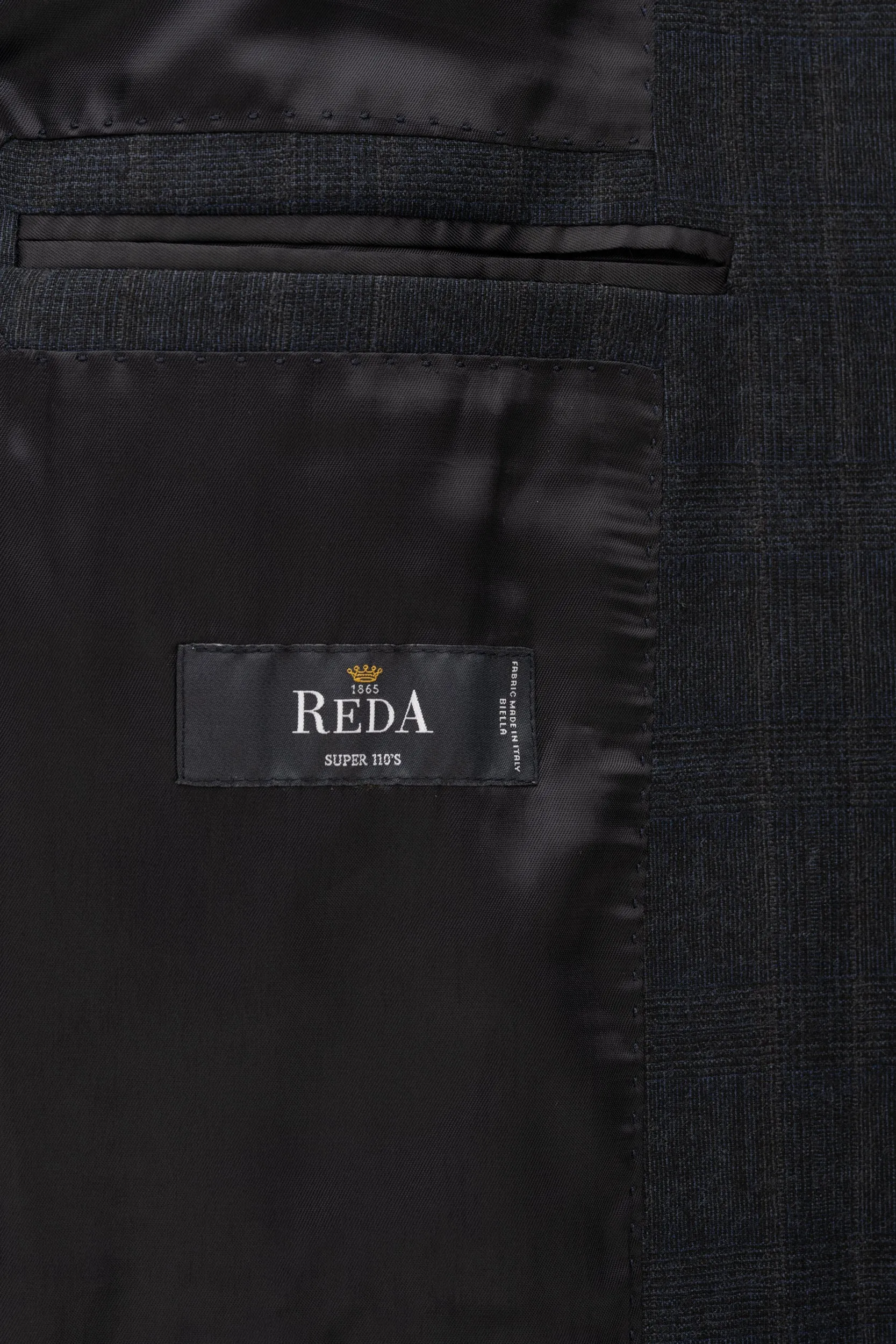 Blue/Prince of Wales Charcoal Cool Wool Suit by Reda
