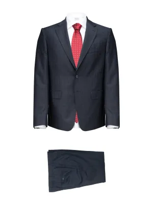 Blue/Prince of Wales Charcoal Cool Wool Suit by Reda