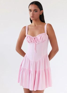 Lucie Linen Mini Dress - Pink Formal Look