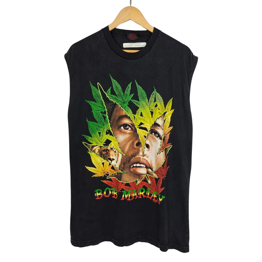 Bob Marley Print Sleeveless T-Shirt - XL