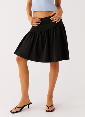 Noise Reduciting Fabric Rayna Midi Skirt - Black