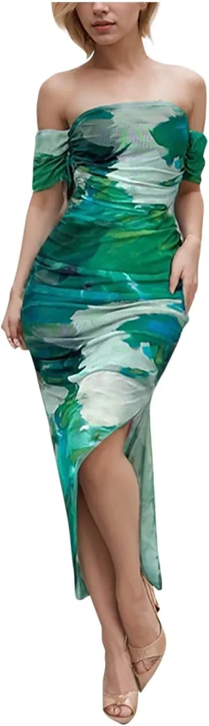 Bodycon Dresses for Women Party Dress Short Sleeve Square Neck Elegant Maxi Dresses 2025