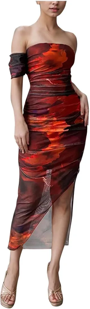 Bodycon Dresses for Women Party Dress Short Sleeve Square Neck Elegant Maxi Dresses 2025