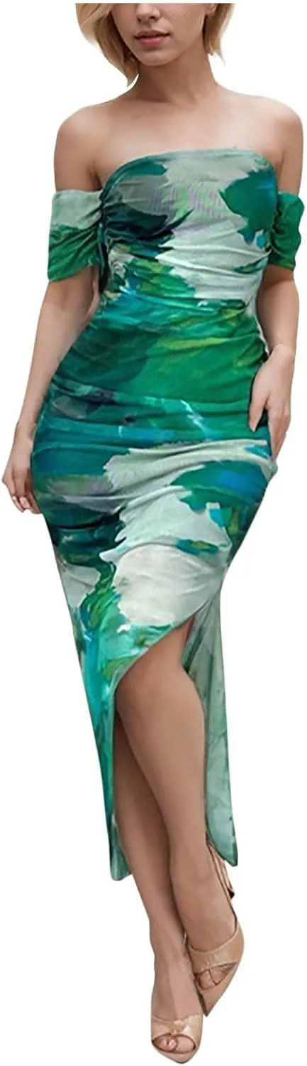 Bodycon Dresses for Women Party Dress Short Sleeve Square Neck Elegant Maxi Dresses 2025