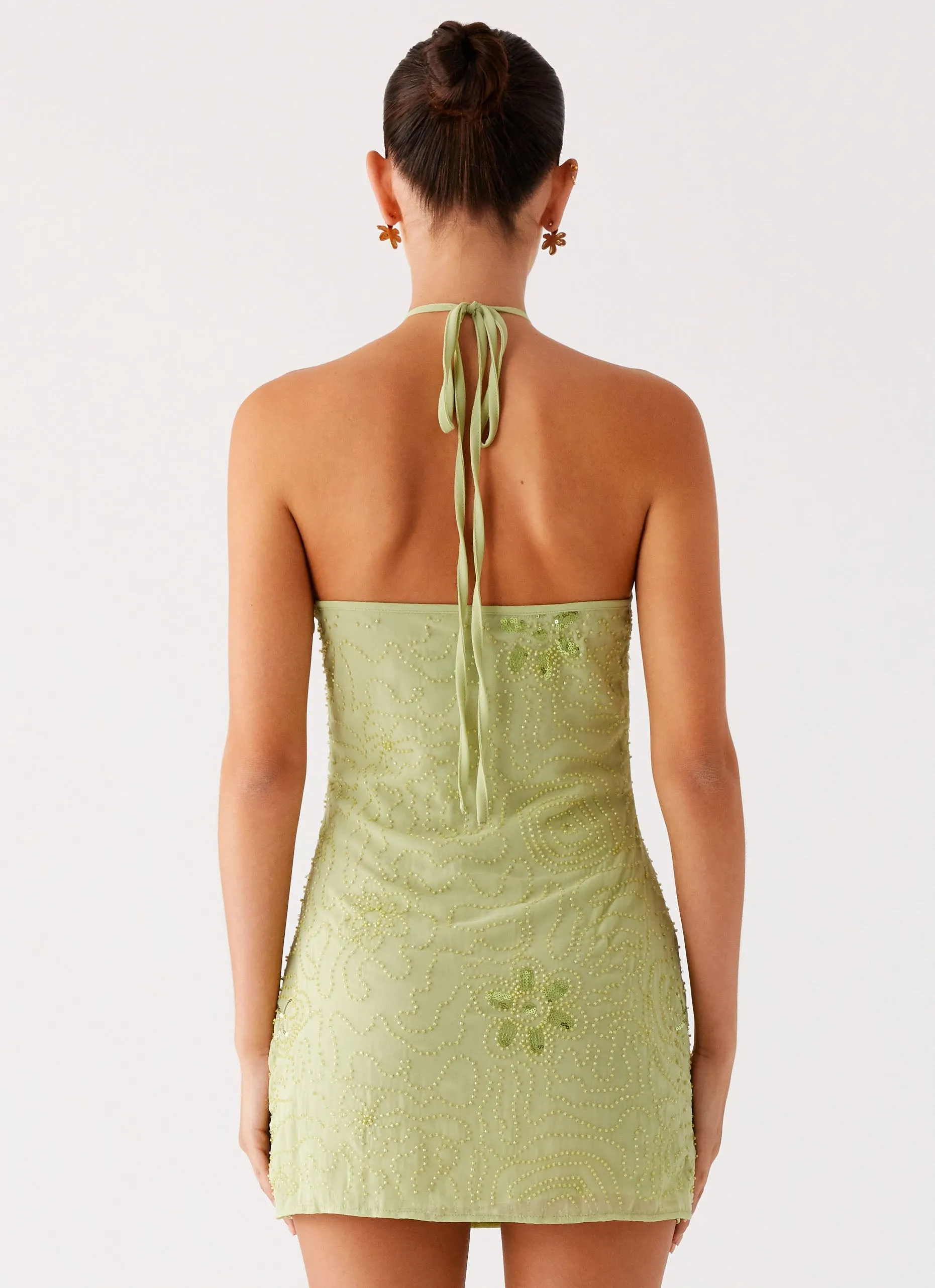 Kiara Beaded Mini Dress - Mint Smooth Layers Chic boho dress