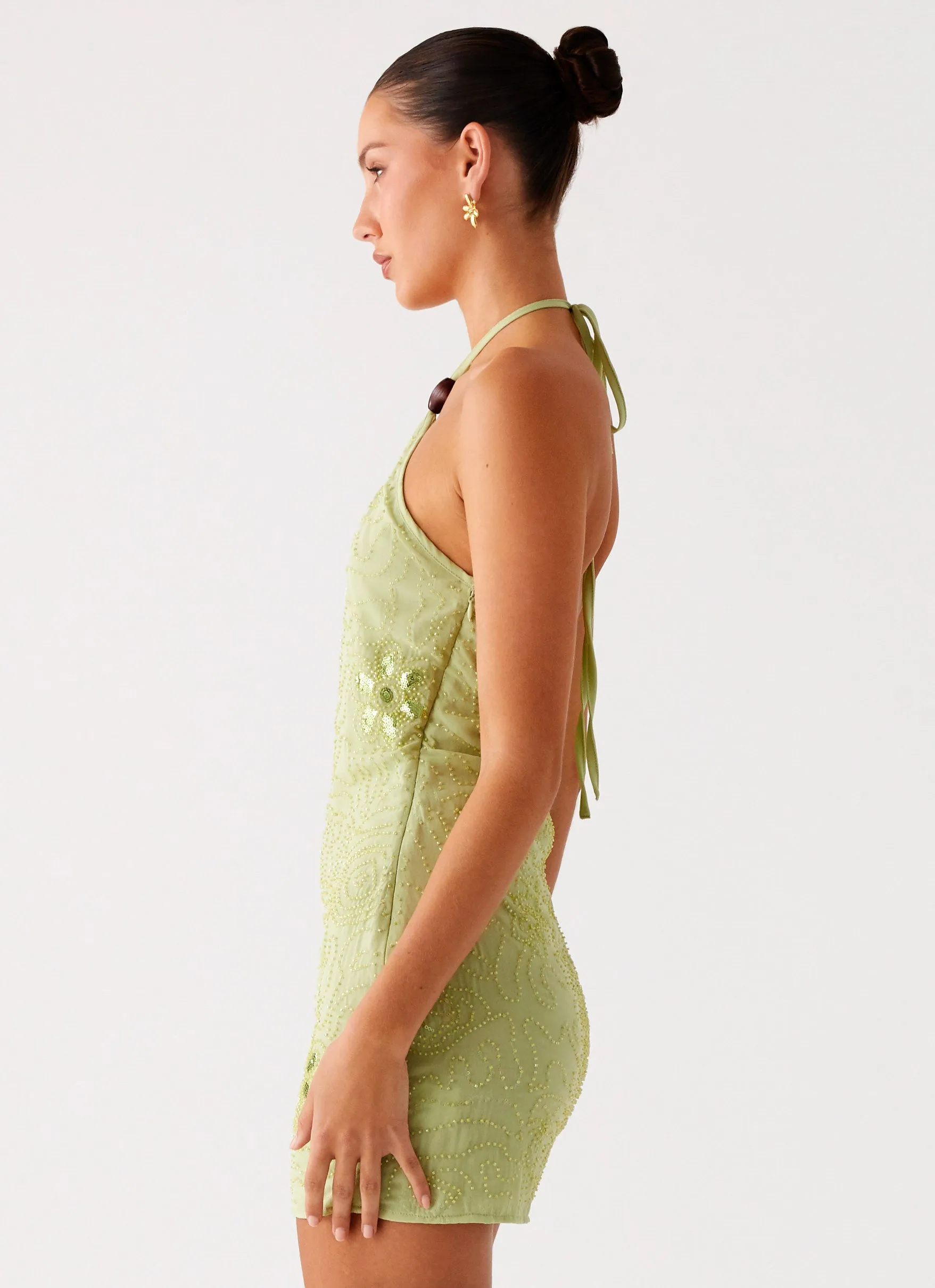 Kiara Beaded Mini Dress - Mint Smart touch