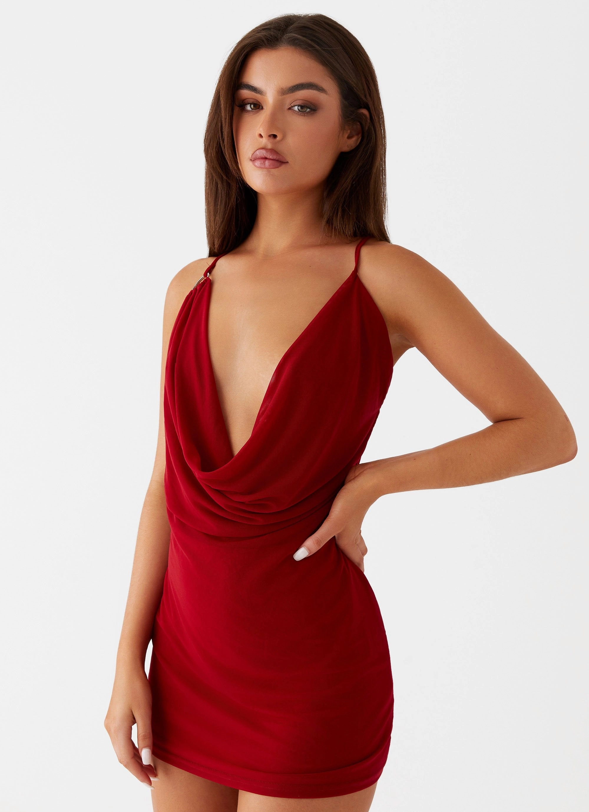 Light Soft Relaxing Style Bohemian Bliss Mesh Mini Dress - Red