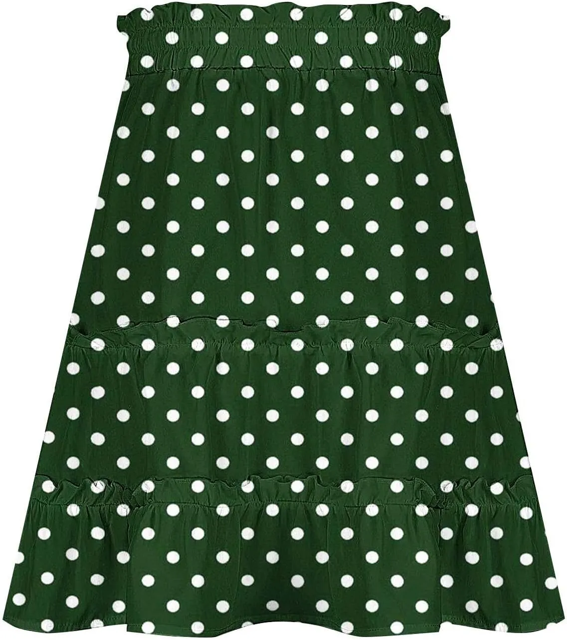 Boho Skirts for Women Summer Casual Elastic High Waist Drawstring Polka Dots Tie-up Flowy Short Mini Skirt