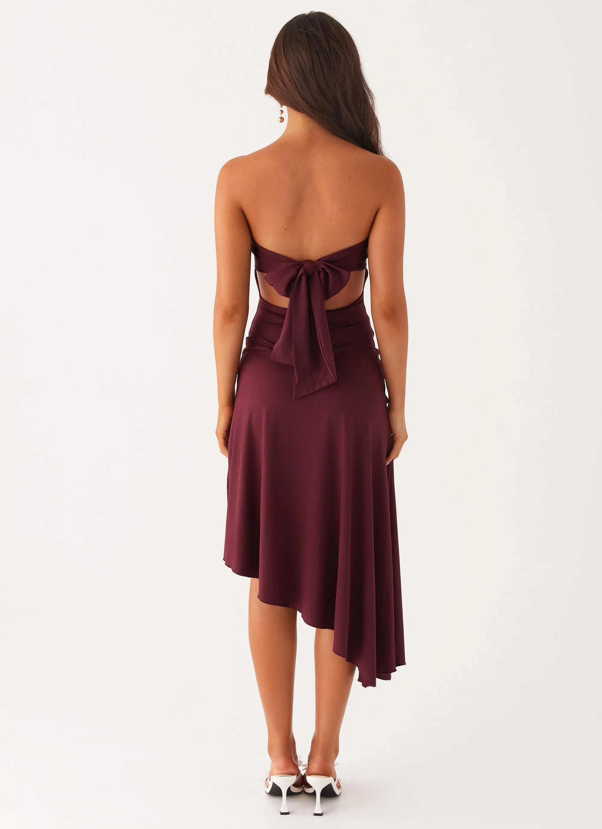 Juliana Midi Dress - Mulberry Wrap-Style Side Pleats