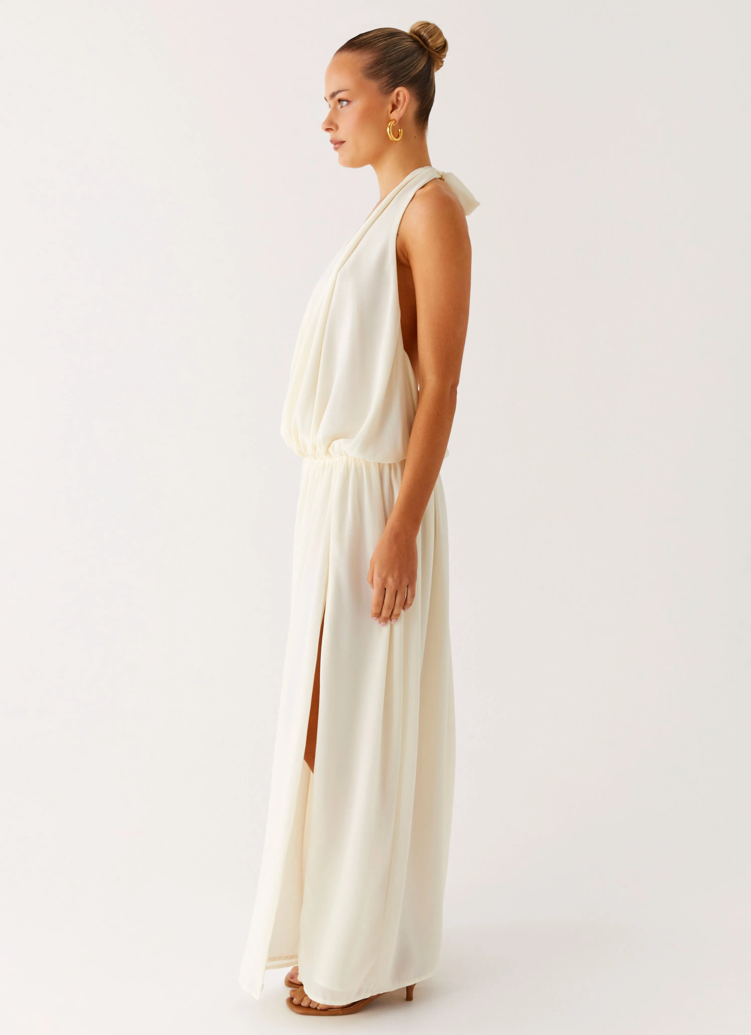 Narlah Halter Maxi Dress - Ivory Smart and Polished