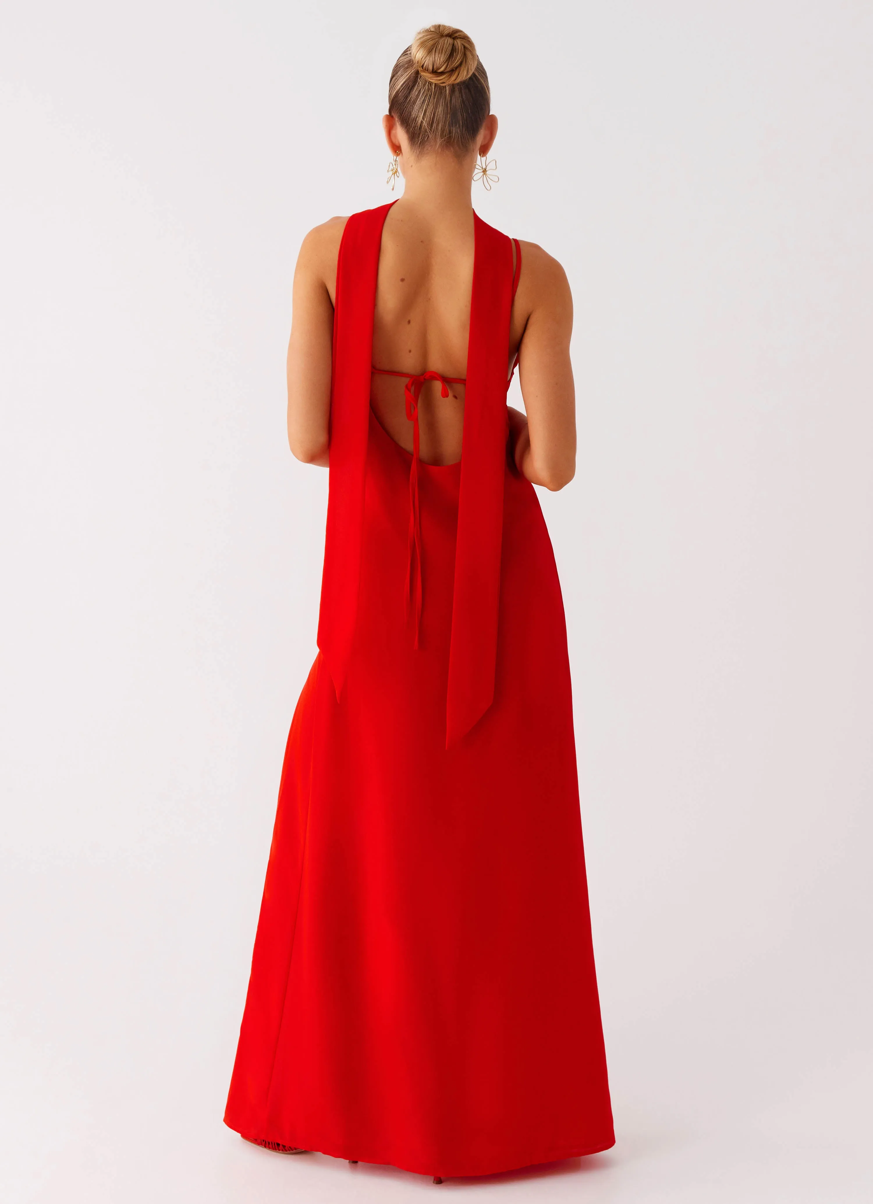 Yorke Scarf Maxi Dress - Raspberry Red Convertible-Style Timeless Soft