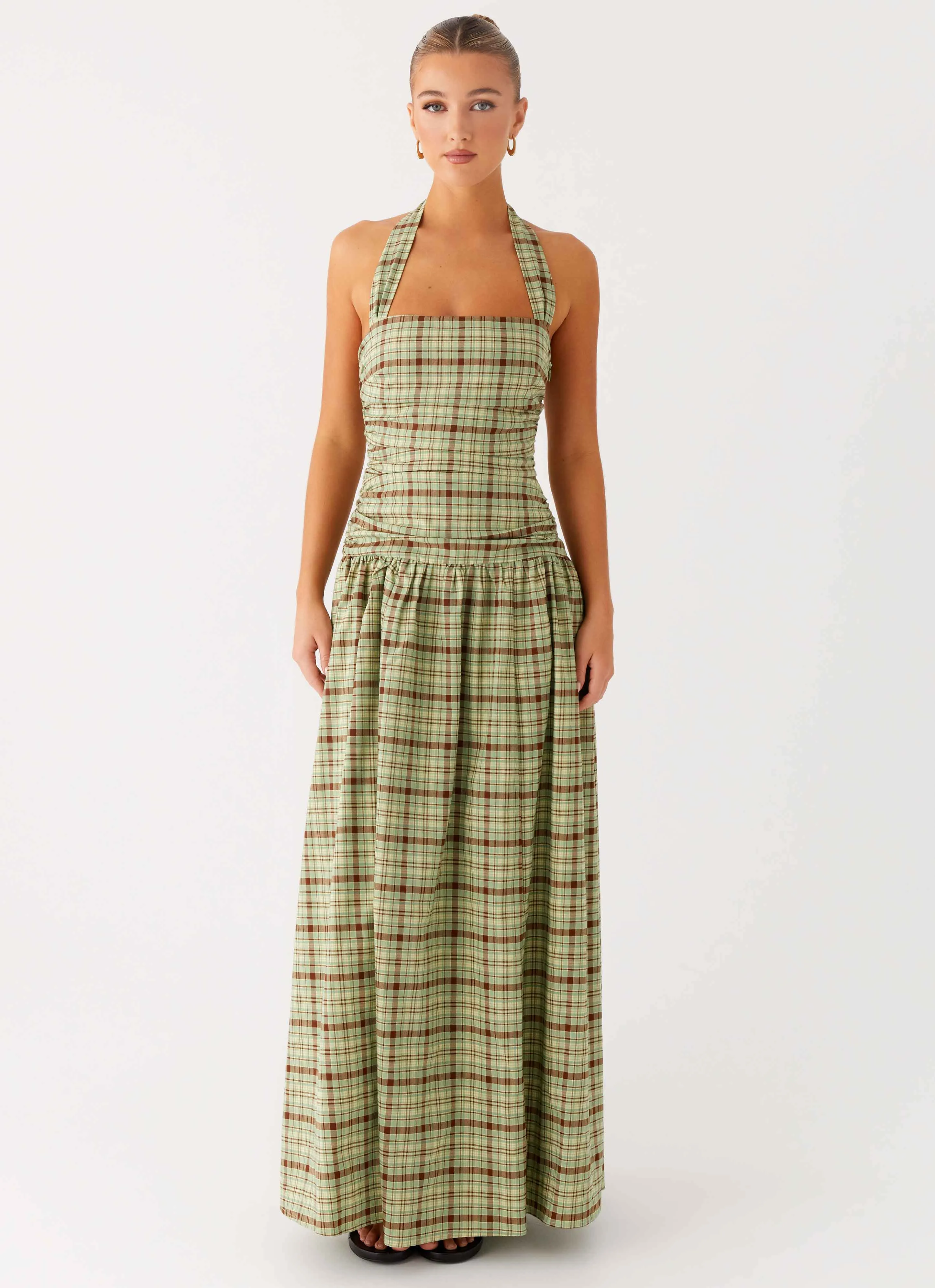 Subtle Fit Lilith Maxi Dress - Forest Plaid