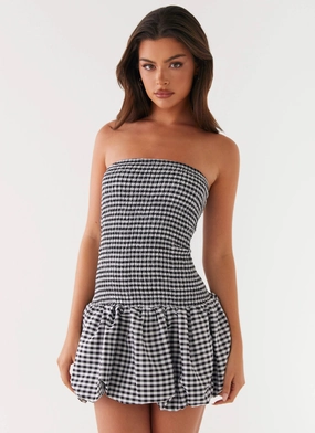 Tailored Piece Sunset Glow Martell Mini Dress - Black Gingham