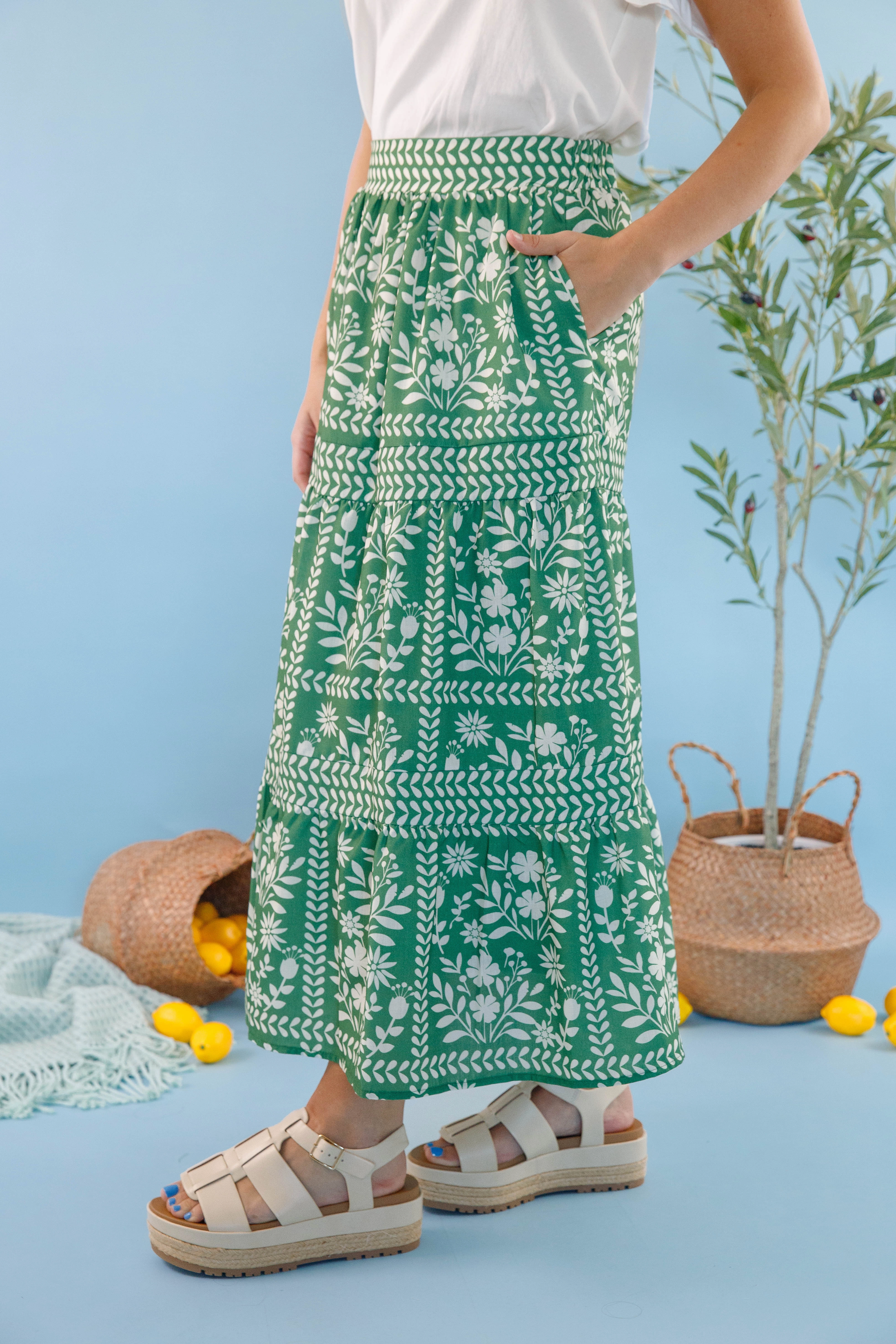 SoftLining Lots Of Happiness Midi Skirt-Green