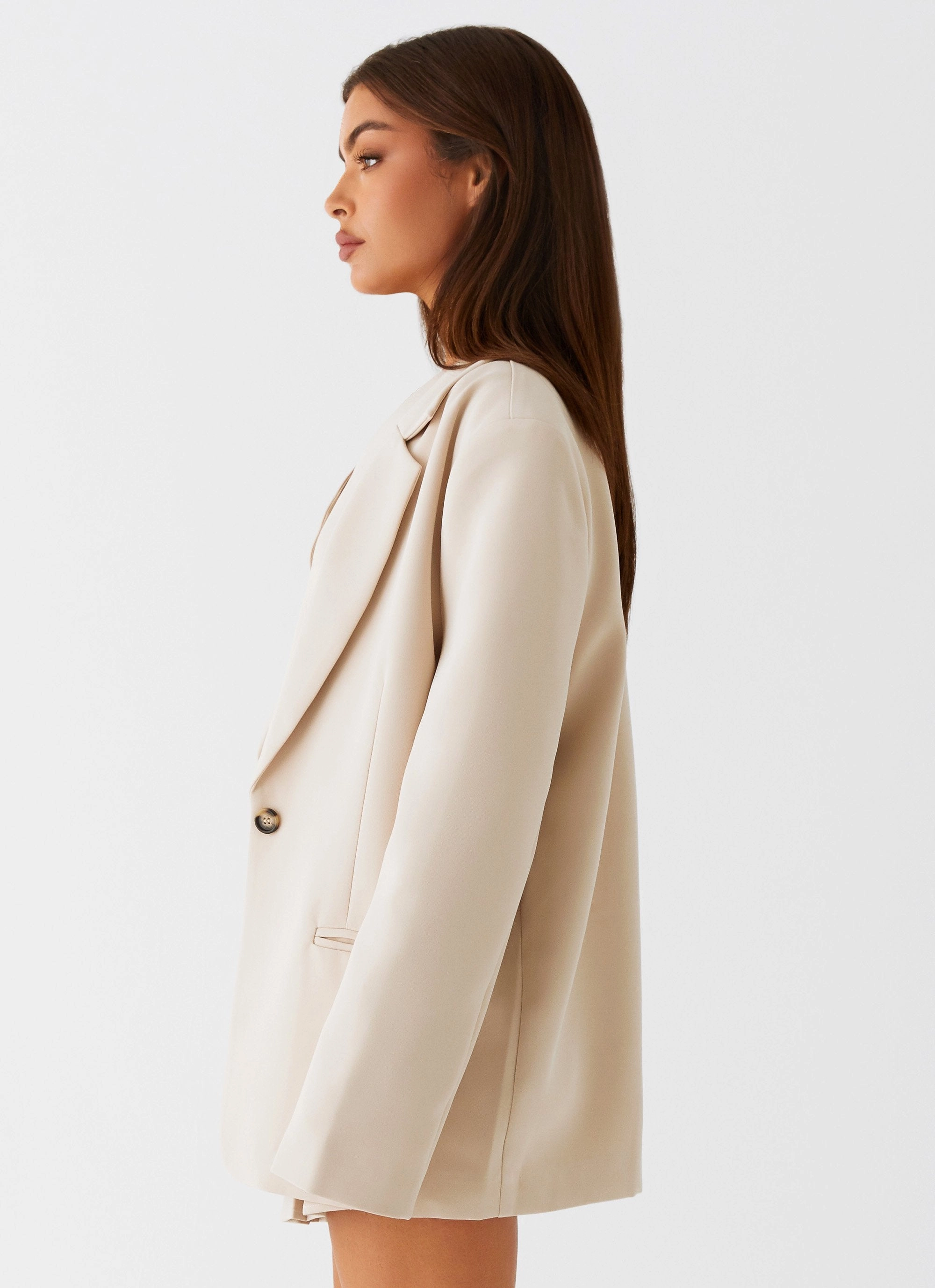 Foldable Collar Layered Protection Stealth Mode Blazer - Beige