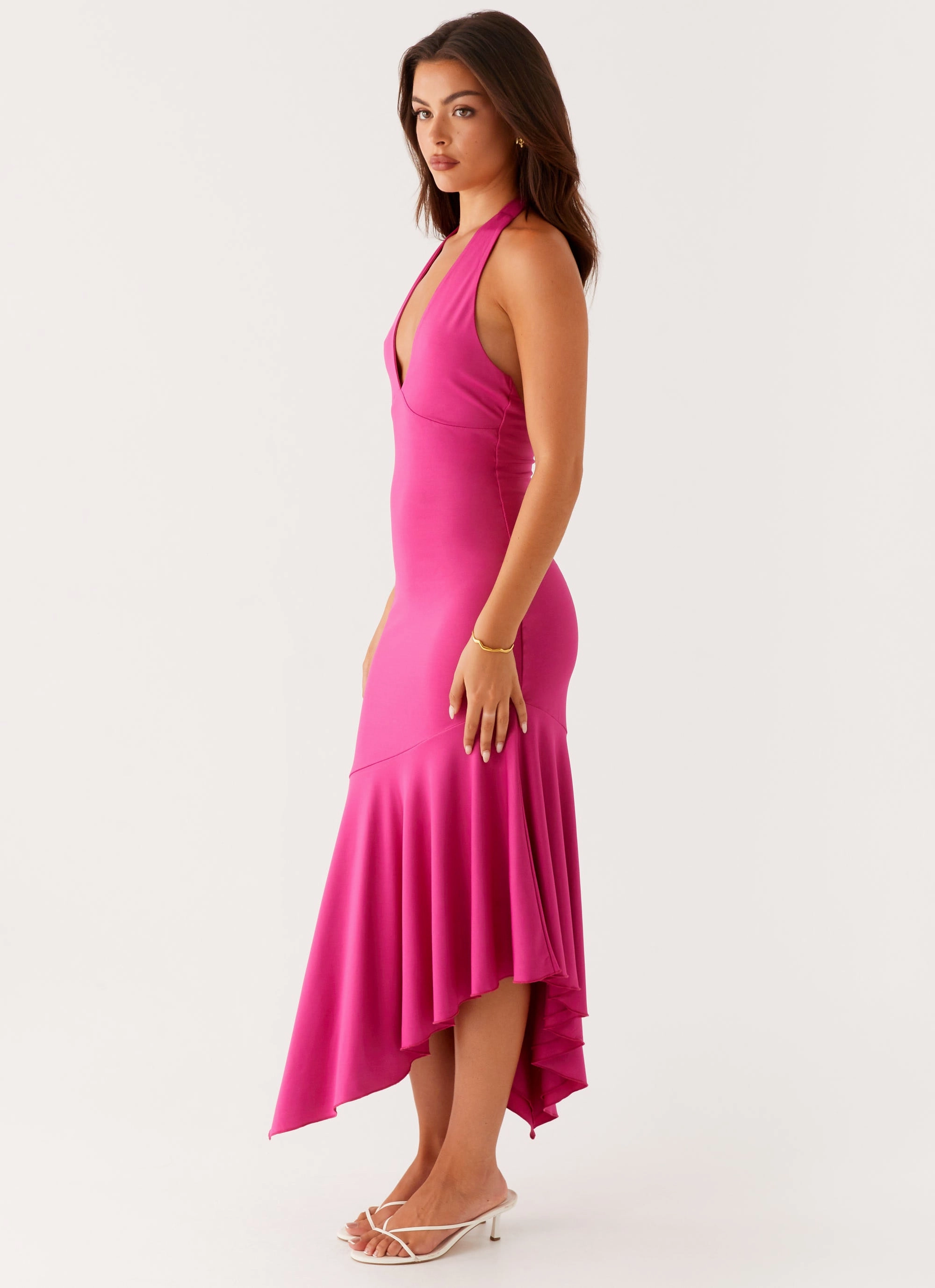 Perdita Midi Dress - Fuchsia Comfort and Elegance Flattering Shape Look