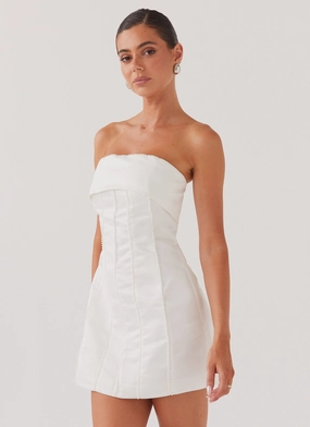Breathable Layering Fit Mood Bombshell Tube Mini Dress - White Pearl