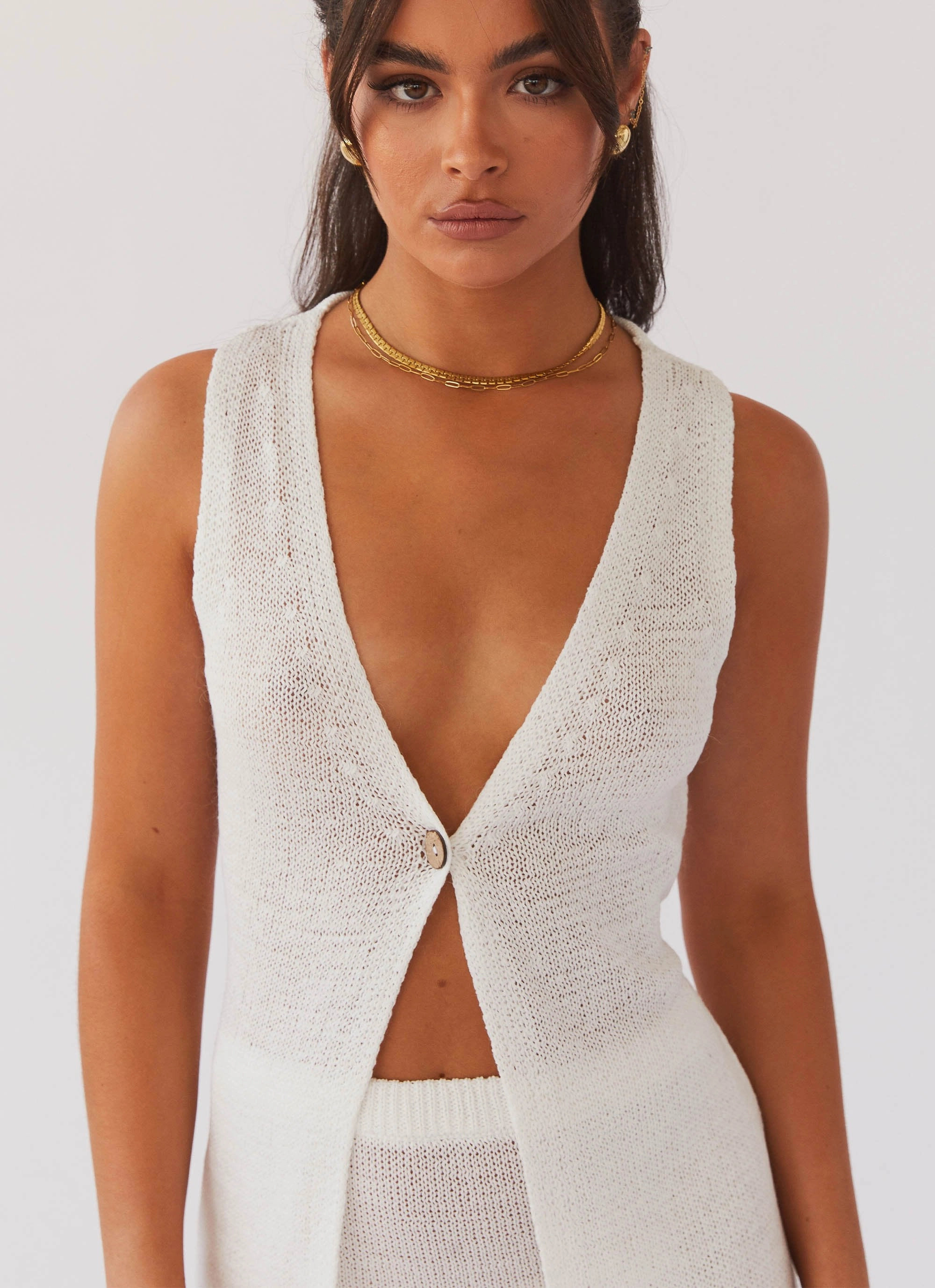 Capri Glow Knit Top - White StretchMaterial Durable Reinforced Elbows
