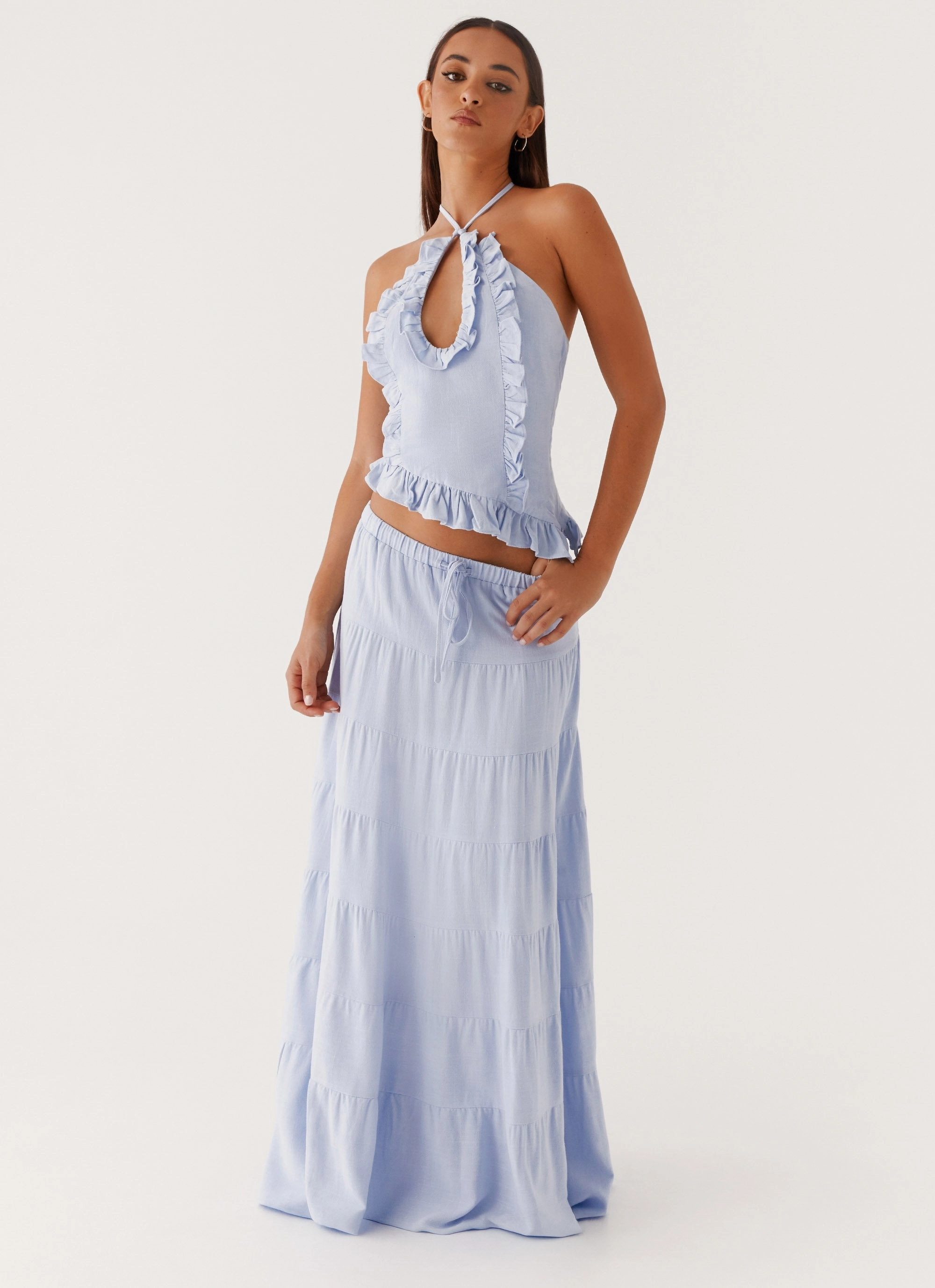 Bonded Seam Technique Mariella Linen Top - Blue