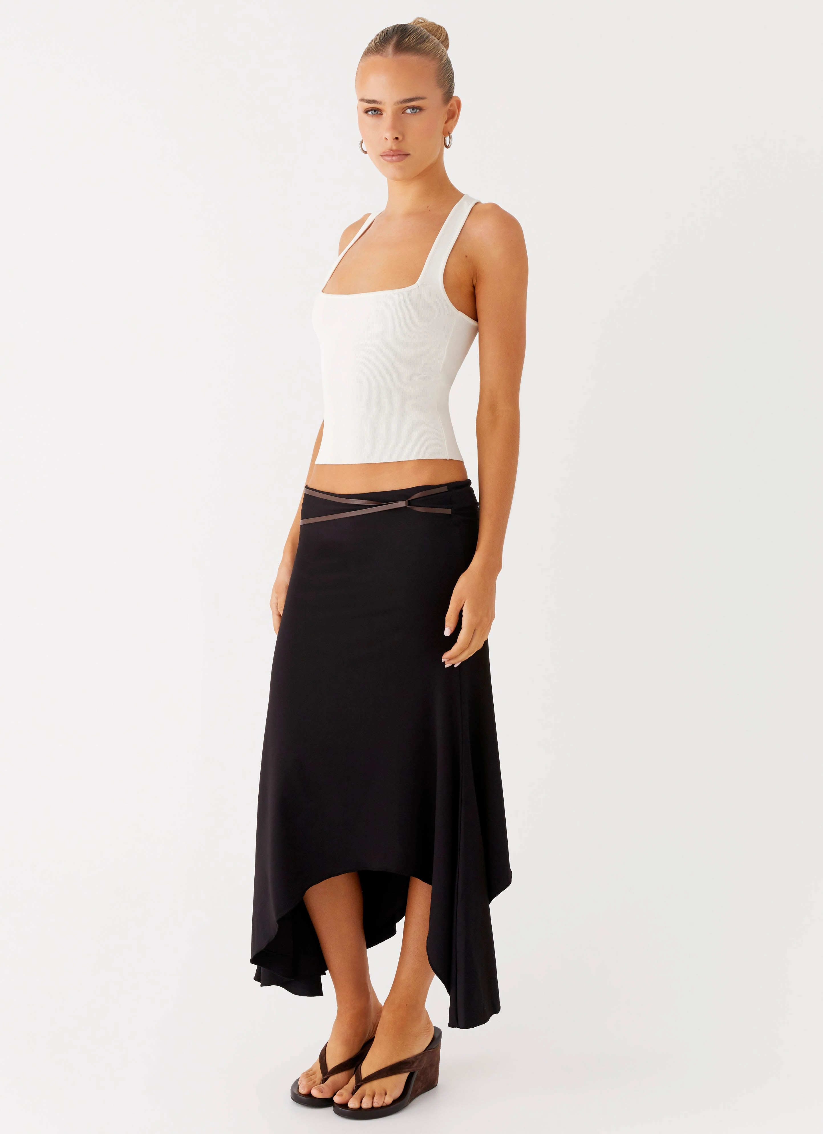 Noise Reduciting Fabric Seattle Midi Skirt - Black