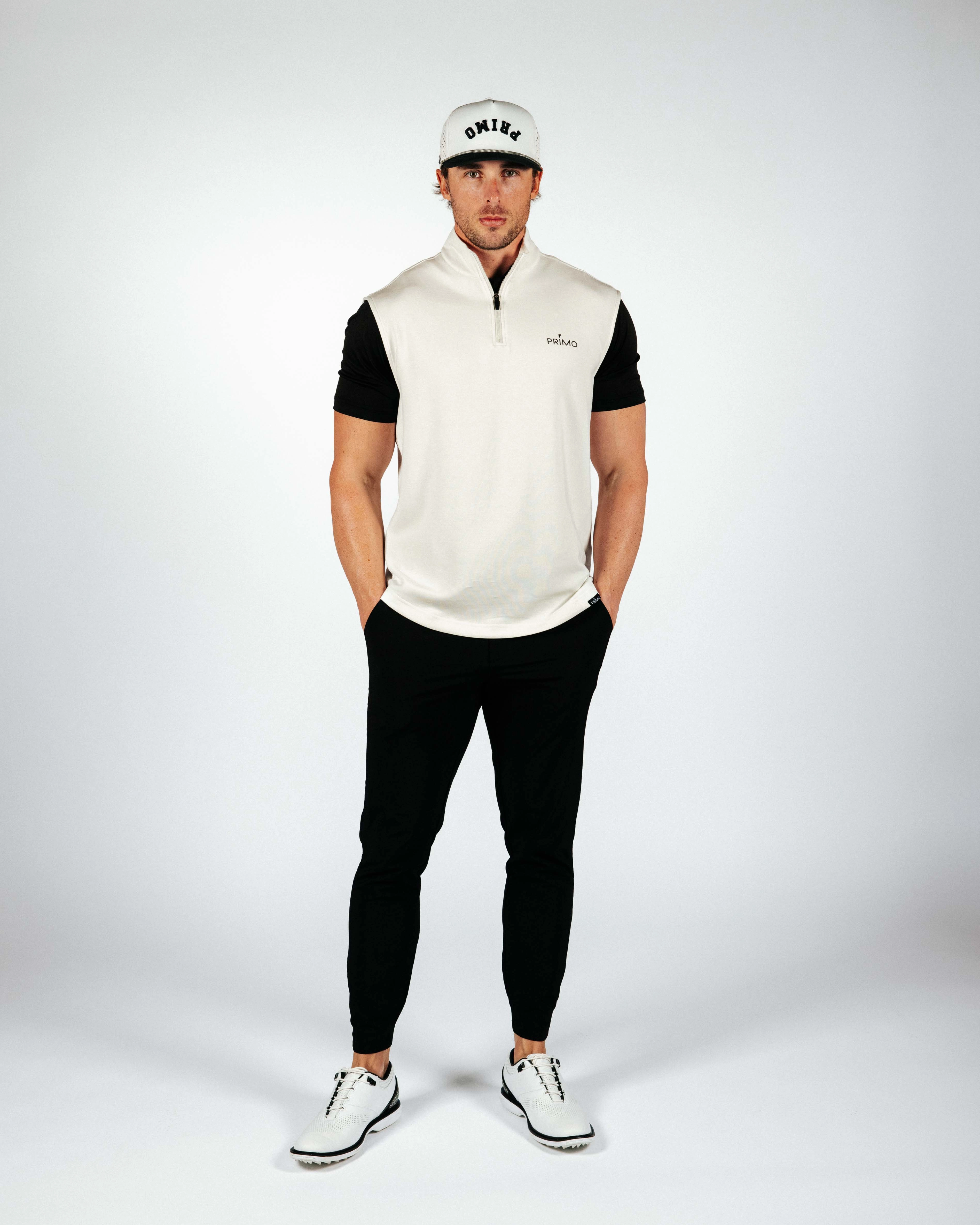 Noise Reduced Zipper Hidden Pocket Design Bone Quarter Zip Vest