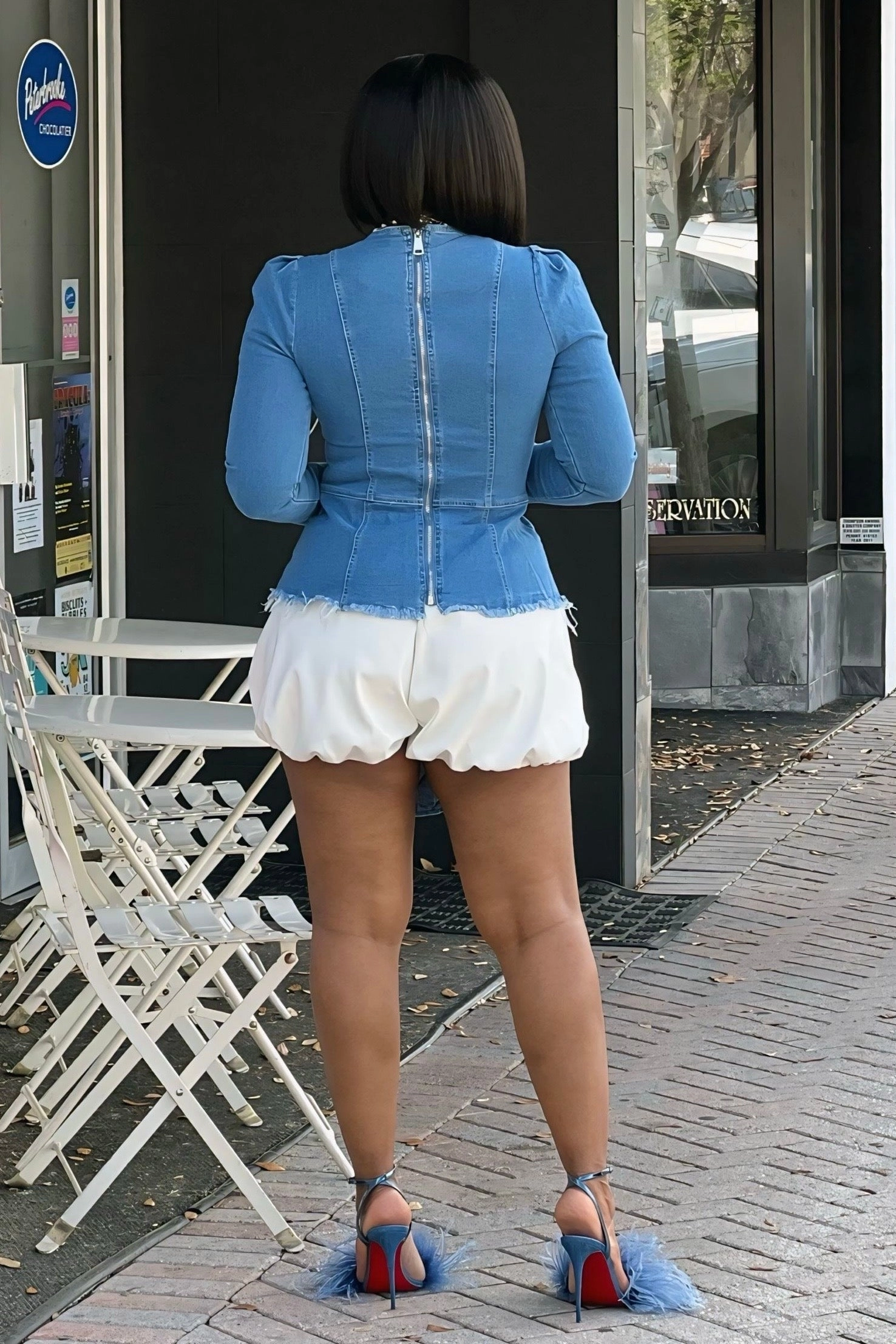 Sweat Resistant Bonnie Bubble Hem Vegan Leather Shorts-White