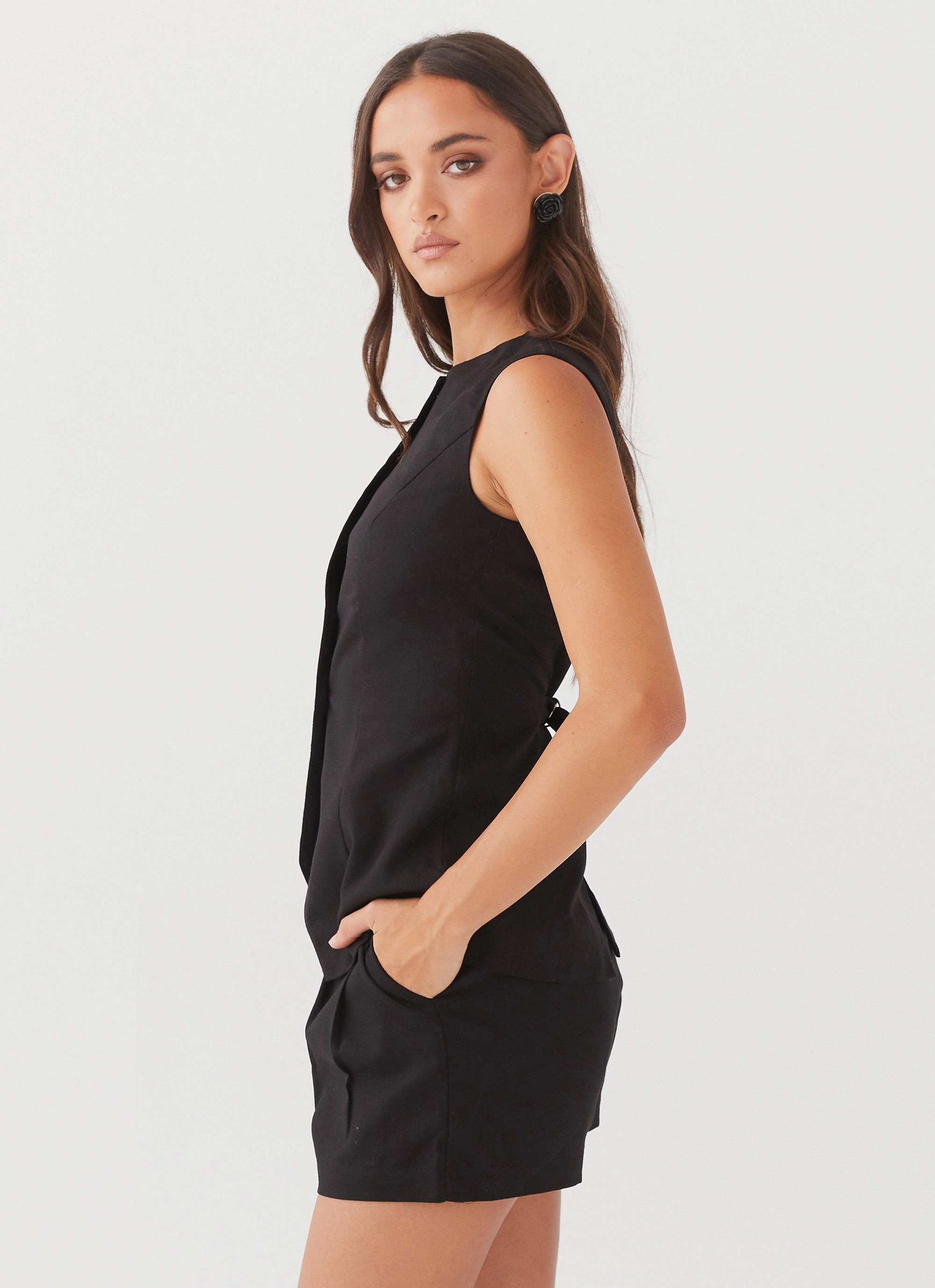 Relaxed Blouse Breathable mesh Born For Bordeaux Linen Vest - Black